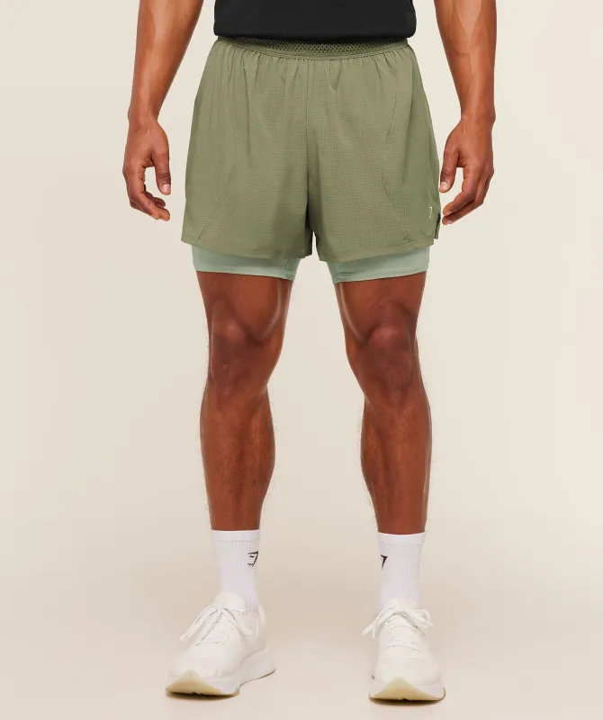 Gymshark Running 4" 2in1 Shorts -  Grounded Green /  Haze Green sold by Gymshark