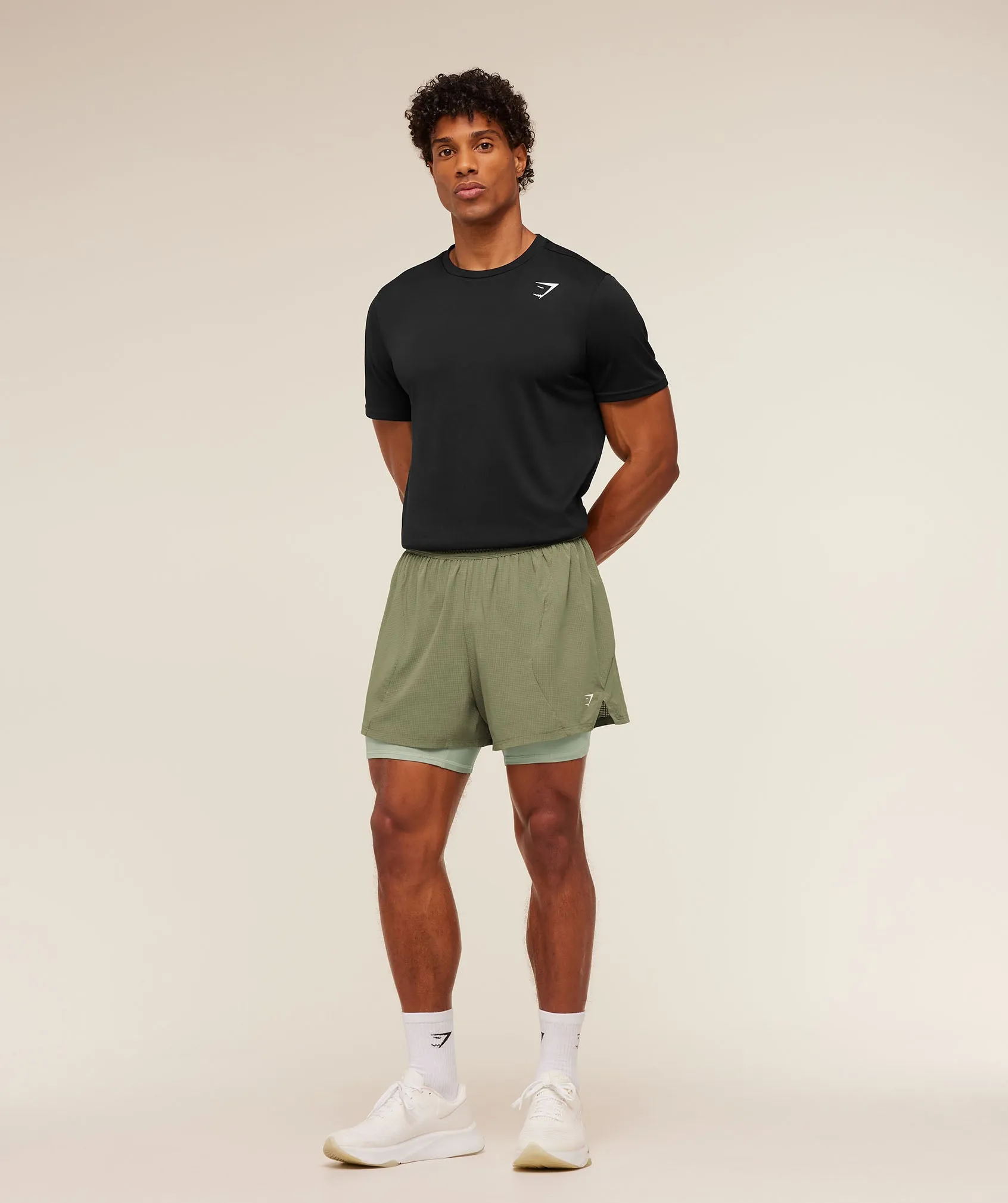 Gymshark Running 4" 2in1 Shorts - Grounded Green / Haze Green sold by Gymshark product image thumbnail 4