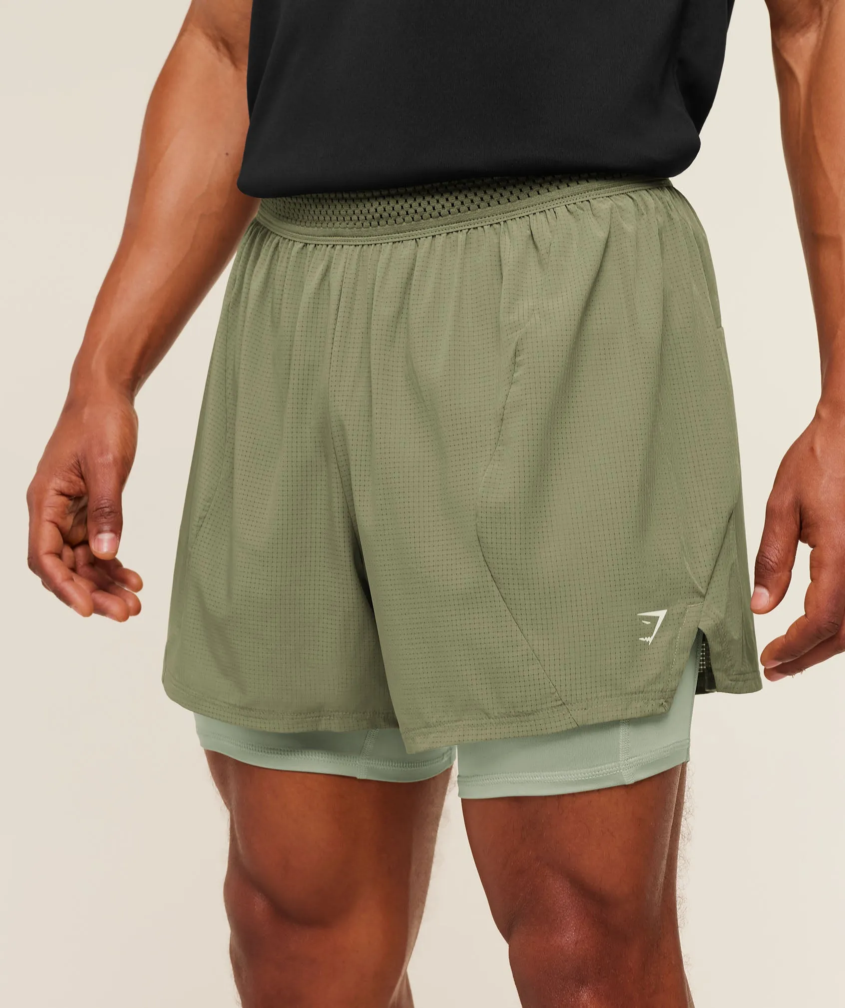 Gymshark Running 4" 2in1 Shorts - Grounded Green / Haze Green sold by Gymshark product image thumbnail 5