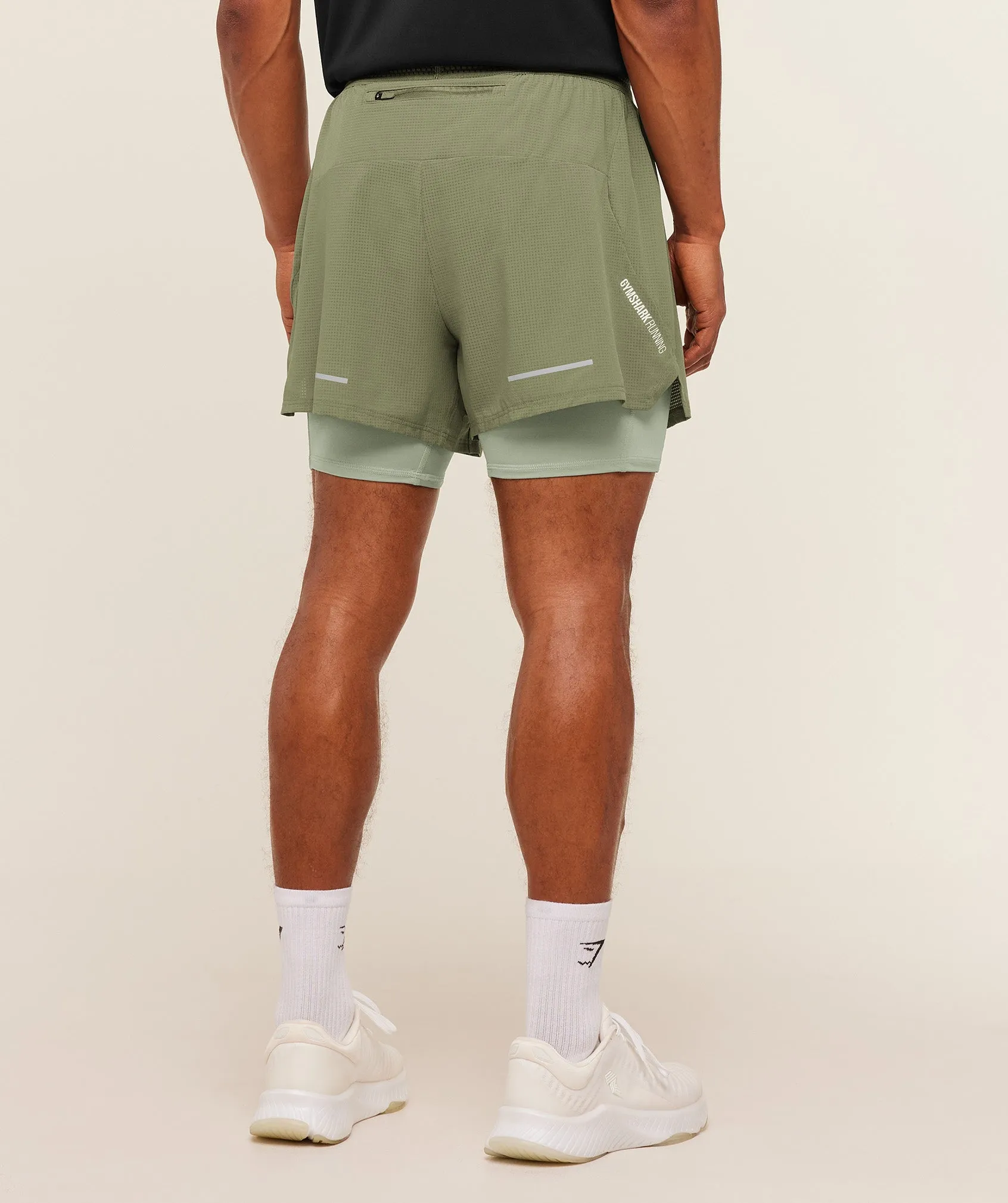 Gymshark Running 4" 2in1 Shorts - Grounded Green / Haze Green sold by Gymshark product image thumbnail 2