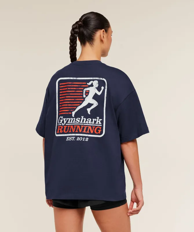 Gymshark Run Club Graphic Short Sleeve T-Shirt - Heavy Blue sold by Gymshark