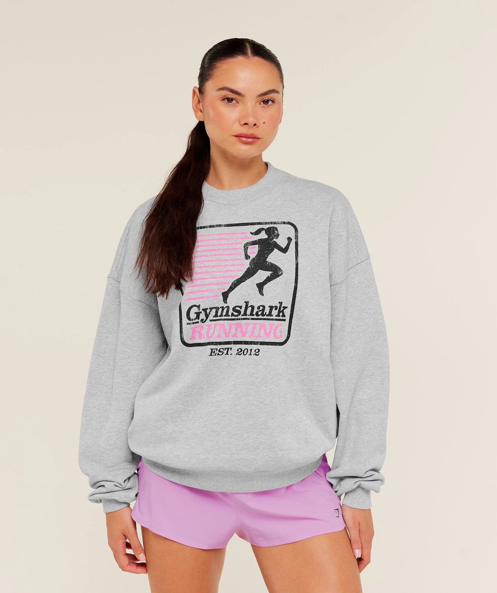 Gymshark Run Club Graphic Sweatshirt - Light Grey Core Marl sold by Gymshark