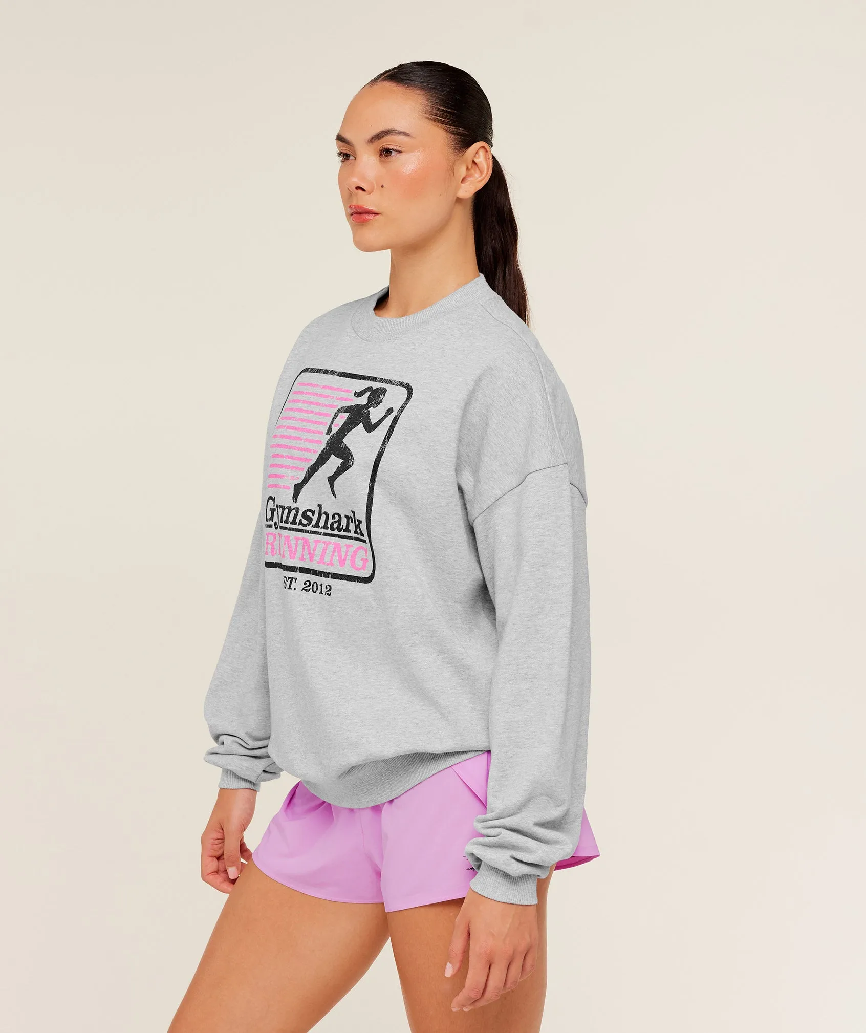 Gymshark Run Club Graphic Sweatshirt - Light Grey Core Marl sold by Gymshark product image thumbnail 3
