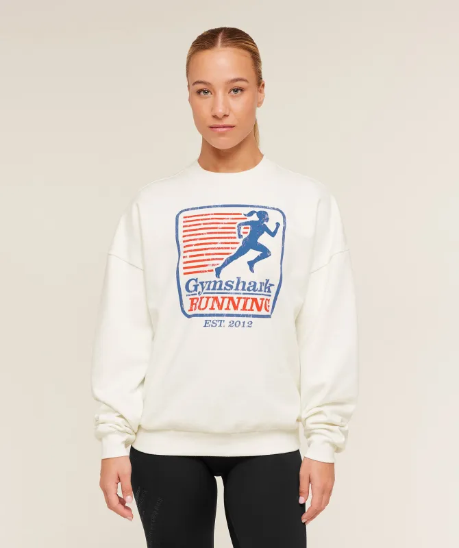 Gymshark Run Club Graphic Sweatshirt - GS Soft White made by Gymshark