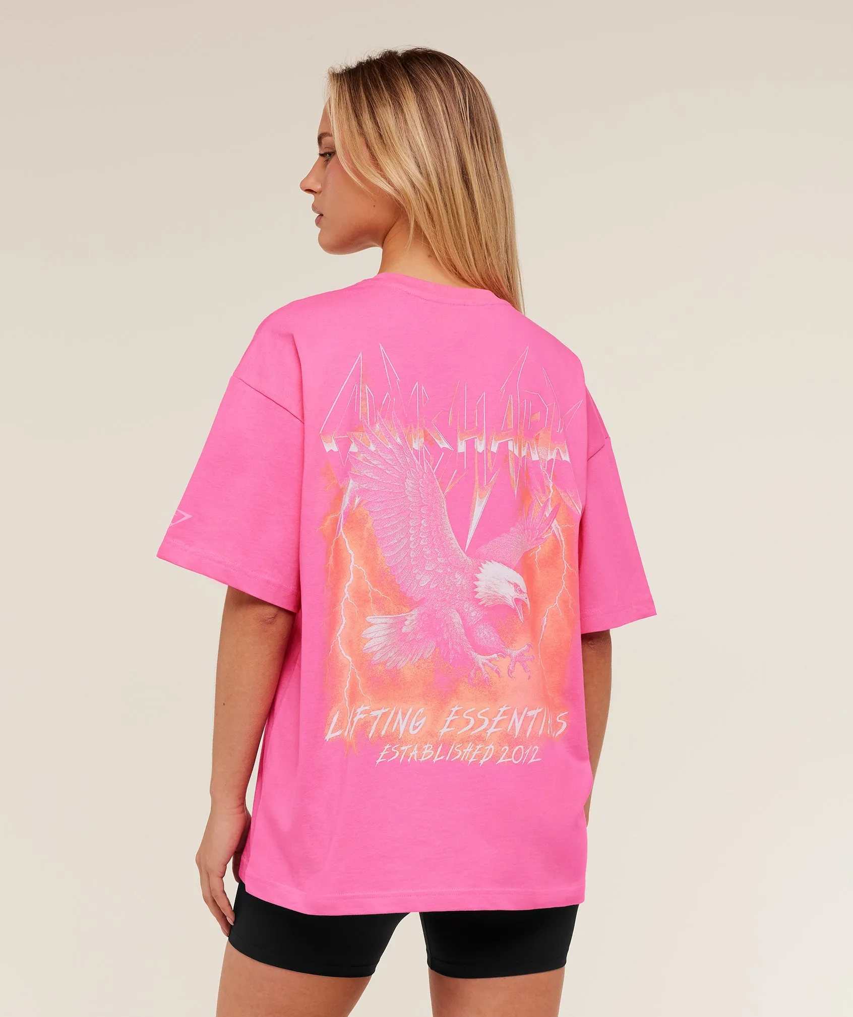 Gymshark Eagle Band Style Graphic Short Sleeve T-Shirt - GS Electric Pink sold by Gymshark