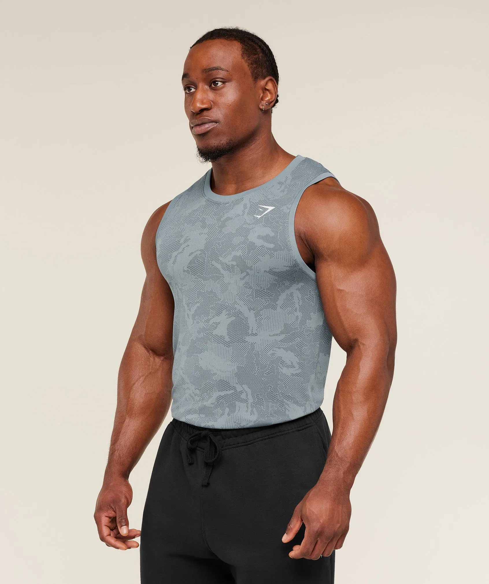 Gymshark Geo Seamless Tank - Storm Blue / Stealth Blue sold by Gymshark product image thumbnail 3