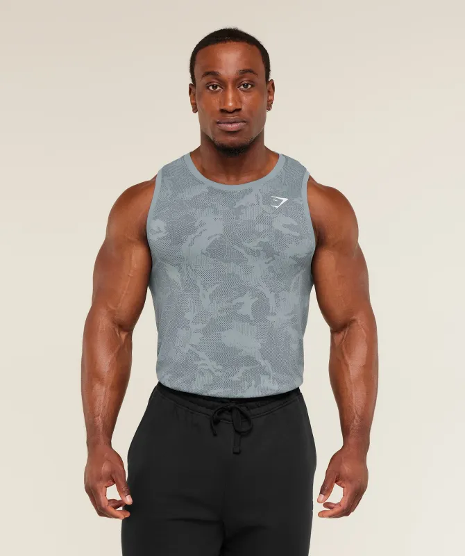 Gymshark Geo Seamless Tank -  Storm Blue /  Stealth Blue sold by Gymshark