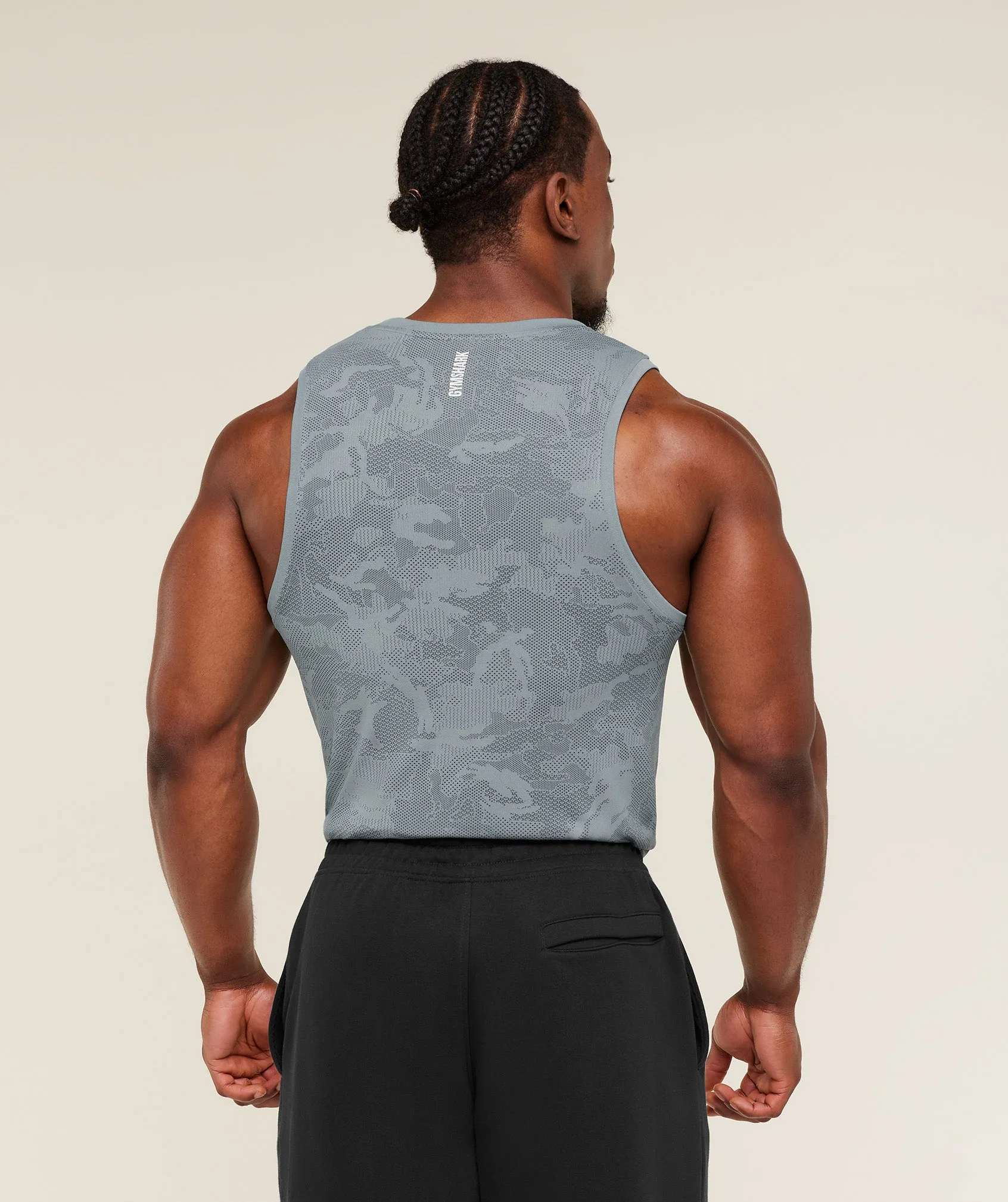 Gymshark Geo Seamless Tank - Storm Blue / Stealth Blue sold by Gymshark product image thumbnail 2