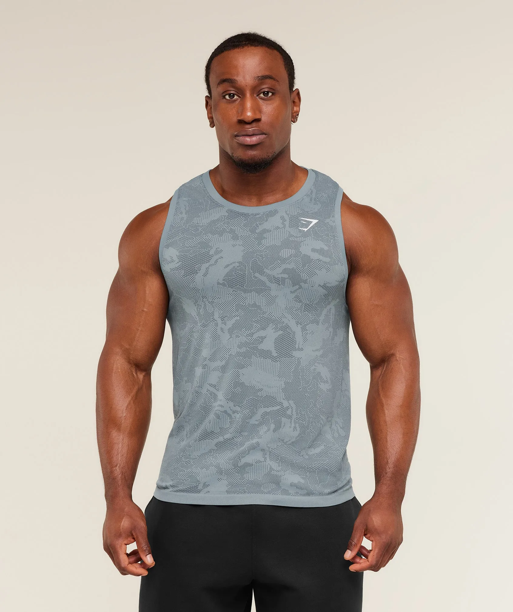 Gymshark Geo Seamless Tank - Storm Blue / Stealth Blue sold by Gymshark product image thumbnail 4