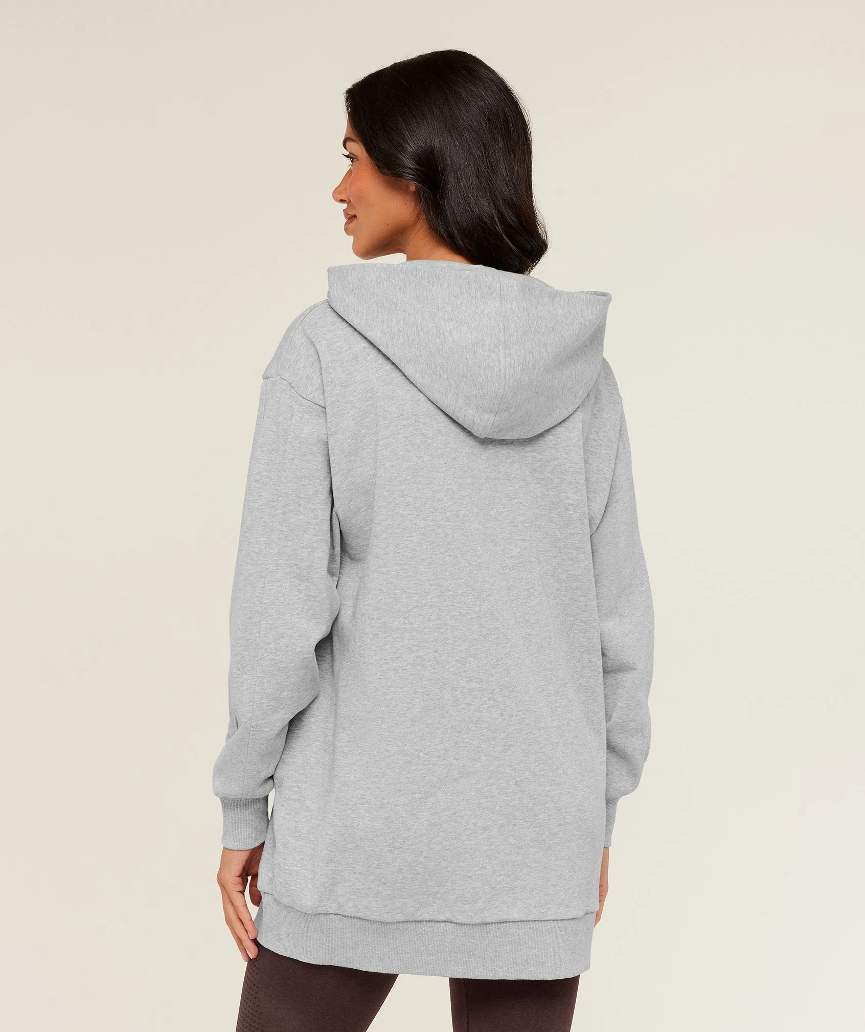 Gymshark Covered Longline Zip Up Hoodie - Light Grey Core Marl sold by Gymshark product image thumbnail 2