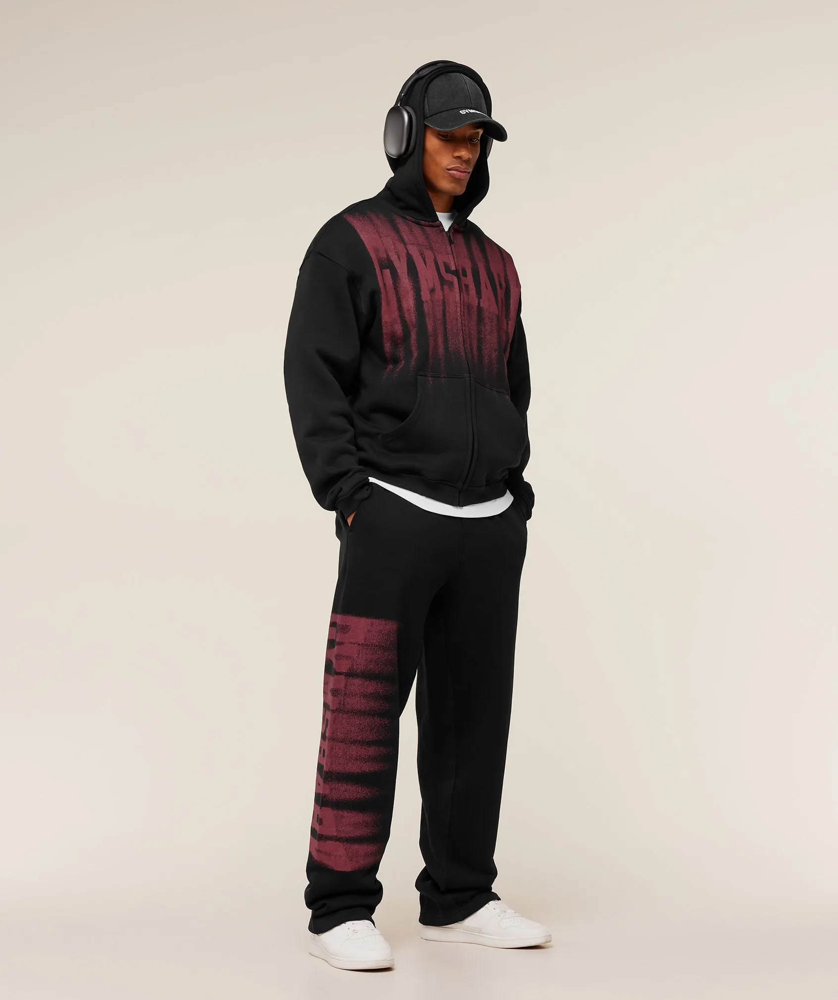 Gymshark Fade Graphic Zip Through Hoodie - Black/Sets Red sold by Gymshark product image thumbnail 4