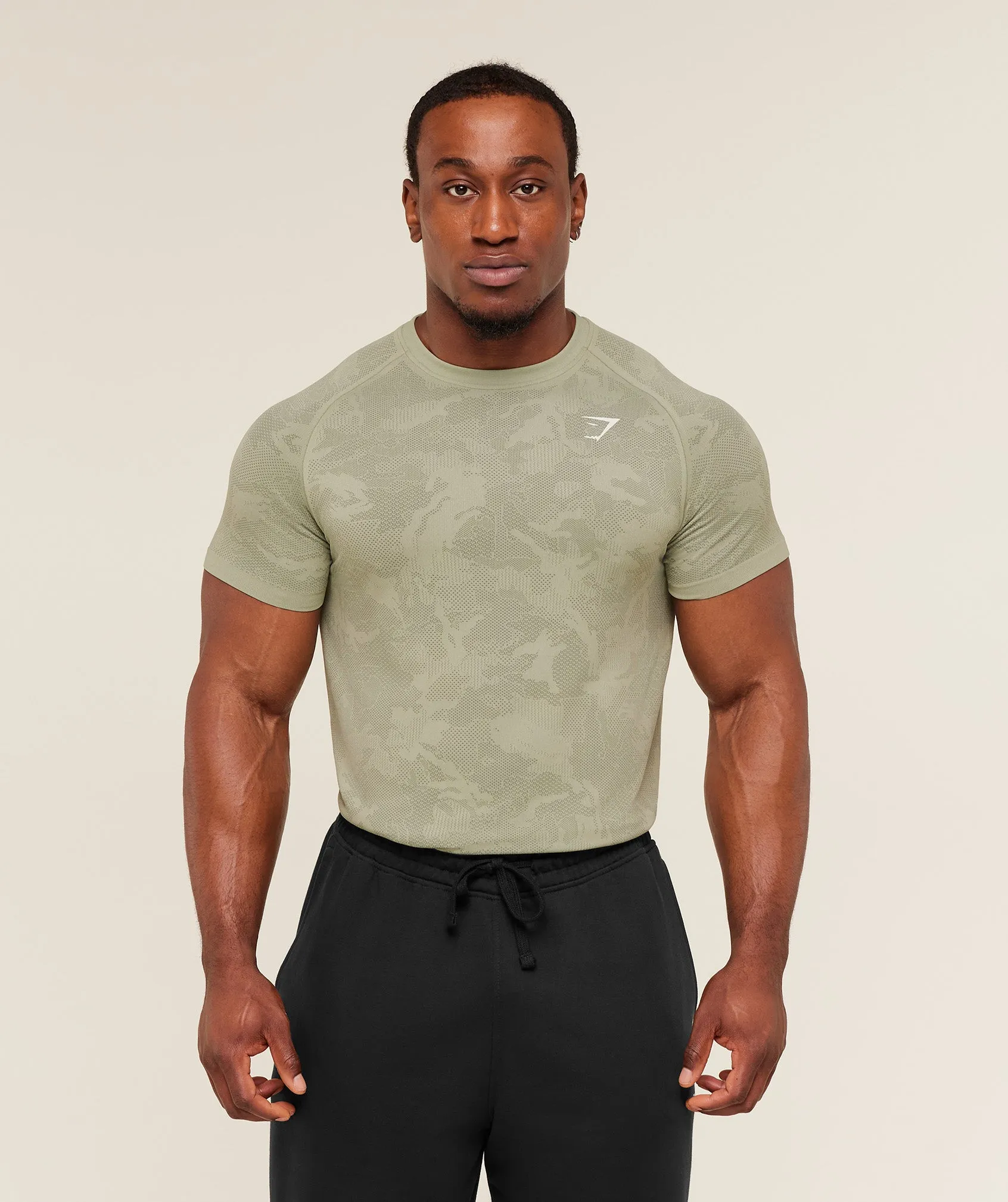 Gymshark Geo Seamless T-Shirt - Haze Green / Unit Green sold by Gymshark