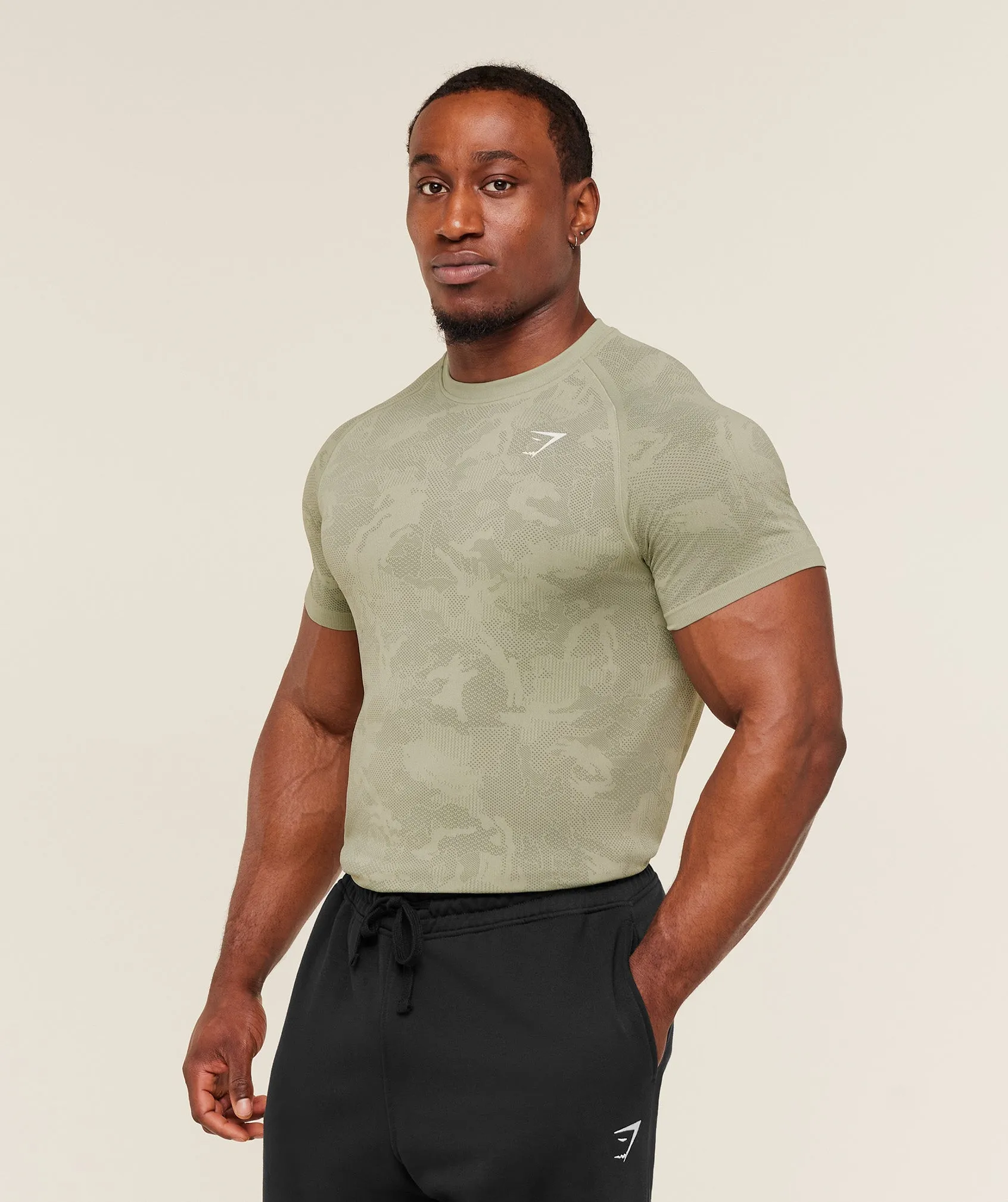 Gymshark Geo Seamless T-Shirt - Haze Green / Unit Green sold by Gymshark product image thumbnail 3