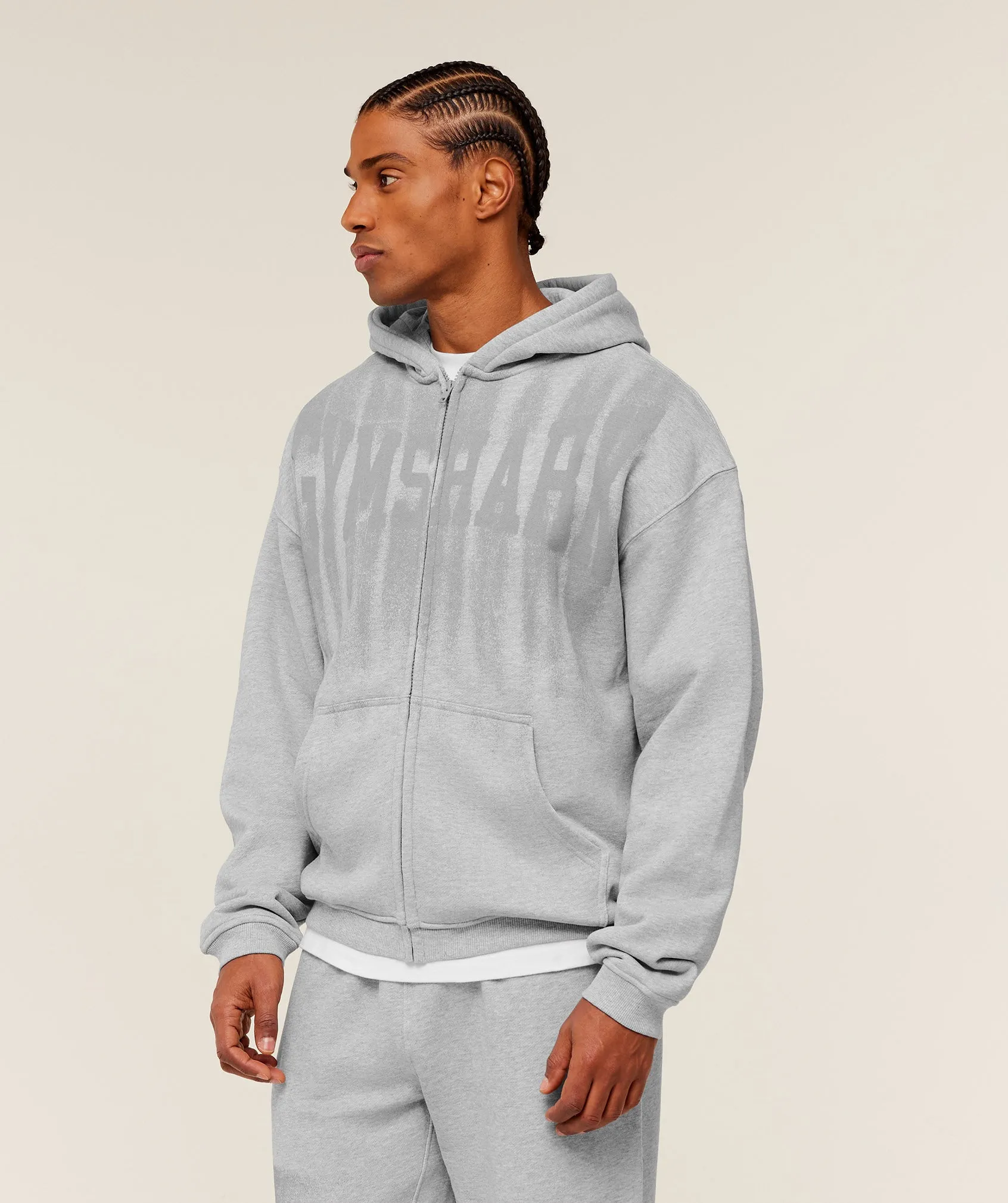 Gymshark Fade Graphic Zip Through Hoodie - Light Grey Core Marl sold by Gymshark product image thumbnail 3