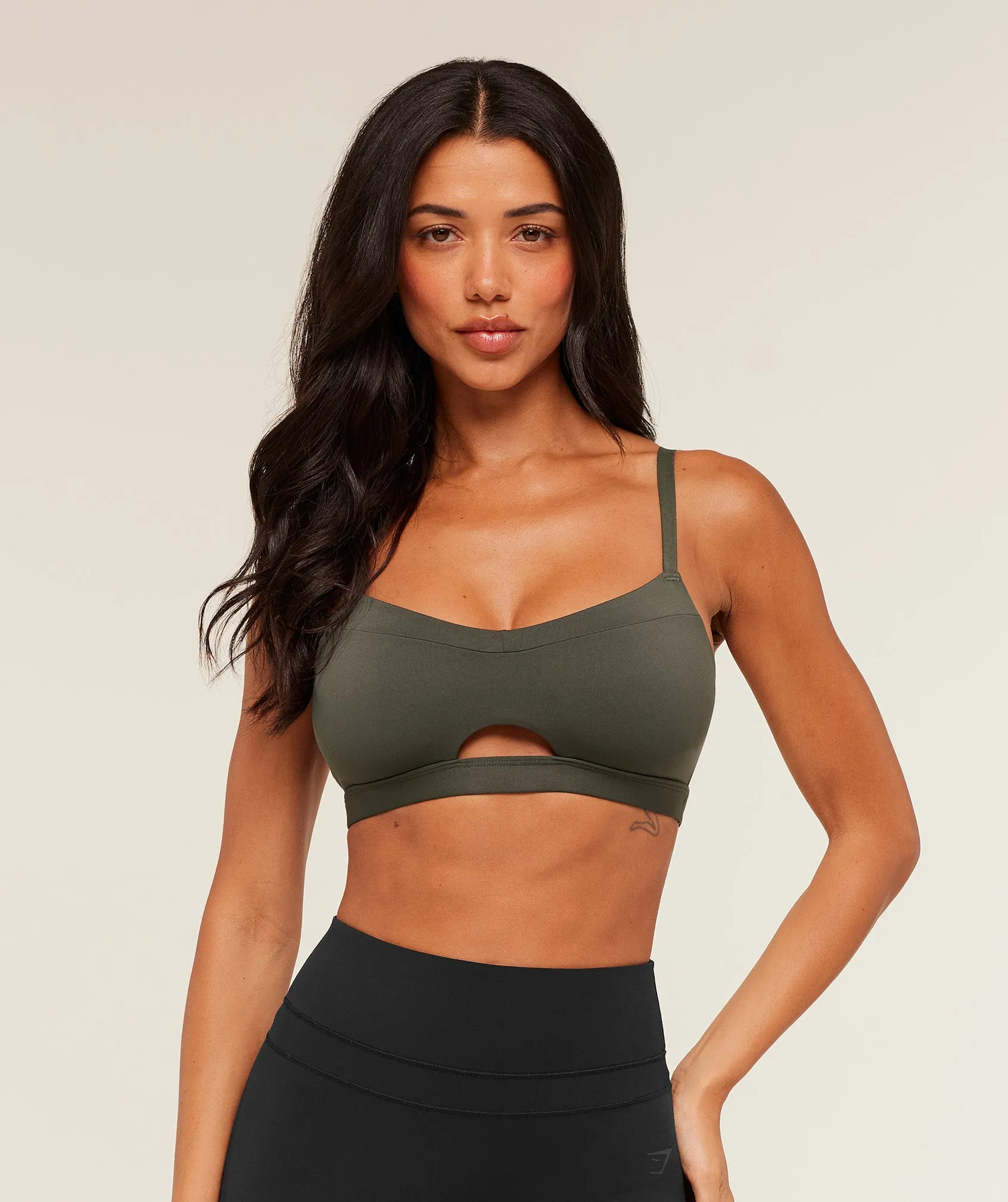 Gymshark Balcony Peekaboo Sports Bra - GS Strength Green sold by Gymshark