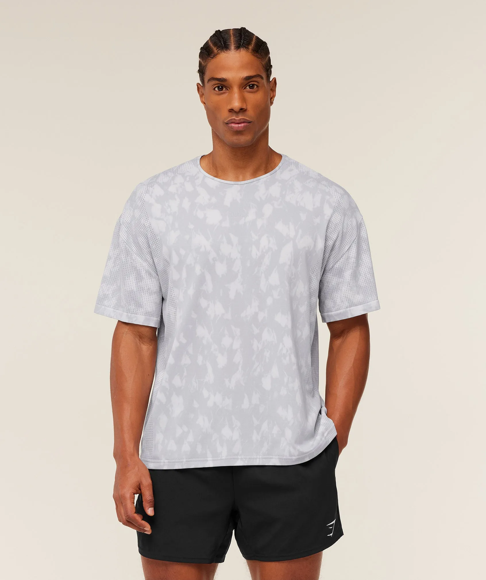 Gymshark Distance Seamless T-Shirt - Light Grey / Light Grey / ACID WASH sold by Gymshark