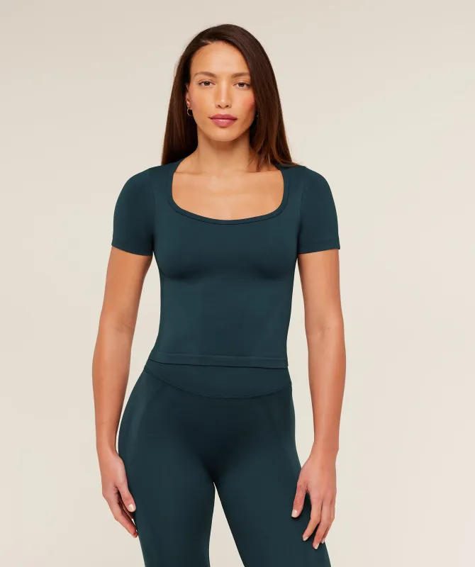 Gymshark Weekend Seamless Short Sleeve Top -  Deep Petrol Blue /  Stealth Blue sold by Gymshark