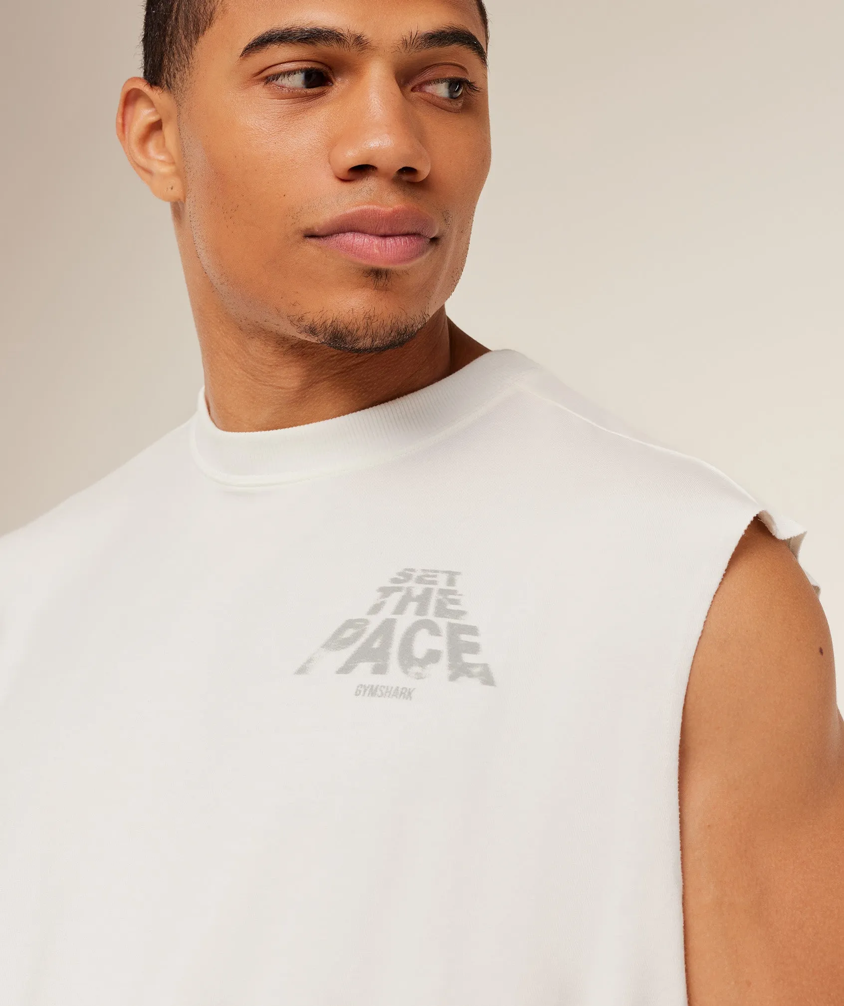 Gymshark Set The Pace Tank - GS Soft White sold by Gymshark product image thumbnail 5