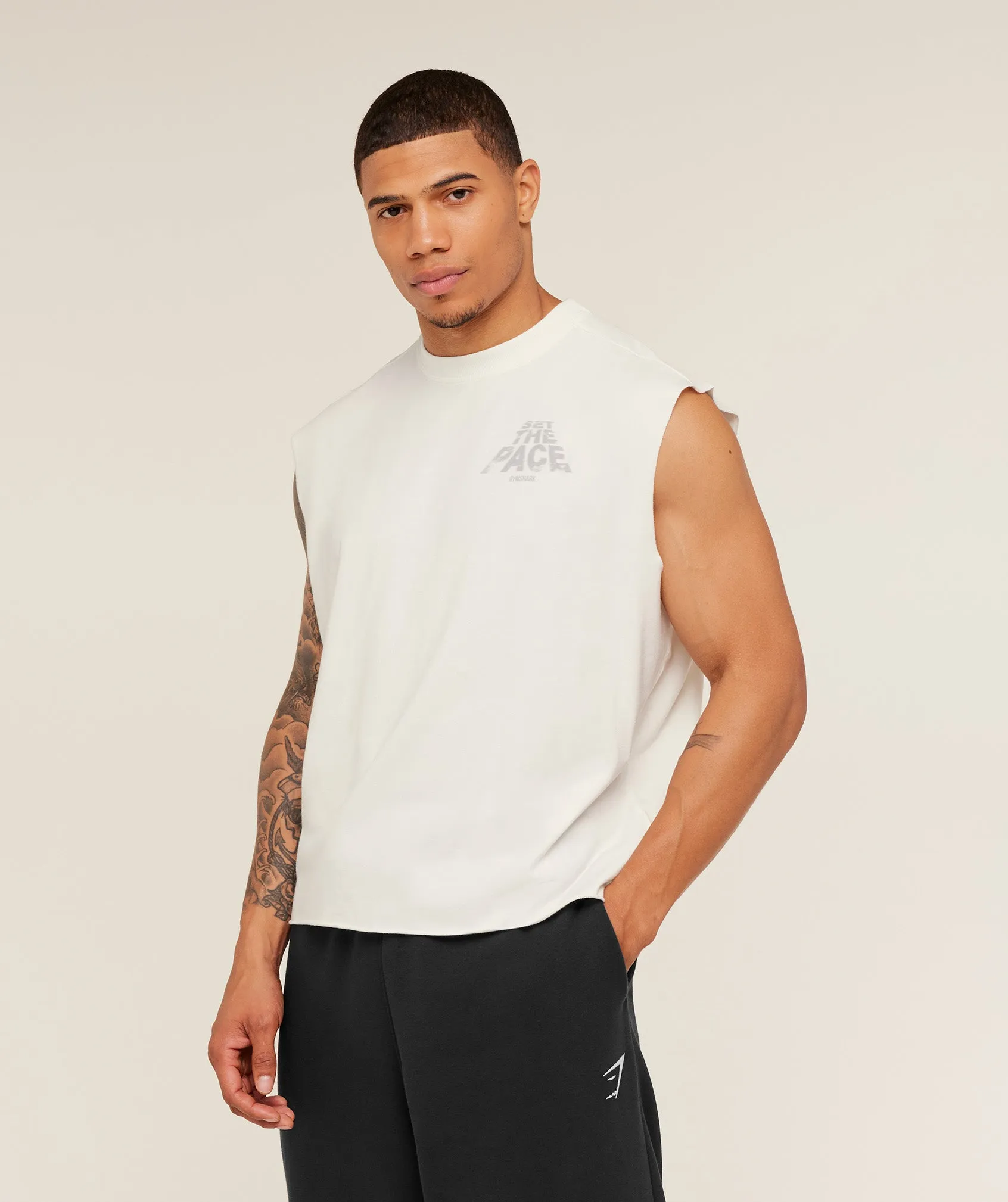 Gymshark Set The Pace Tank - GS Soft White sold by Gymshark product image thumbnail 3