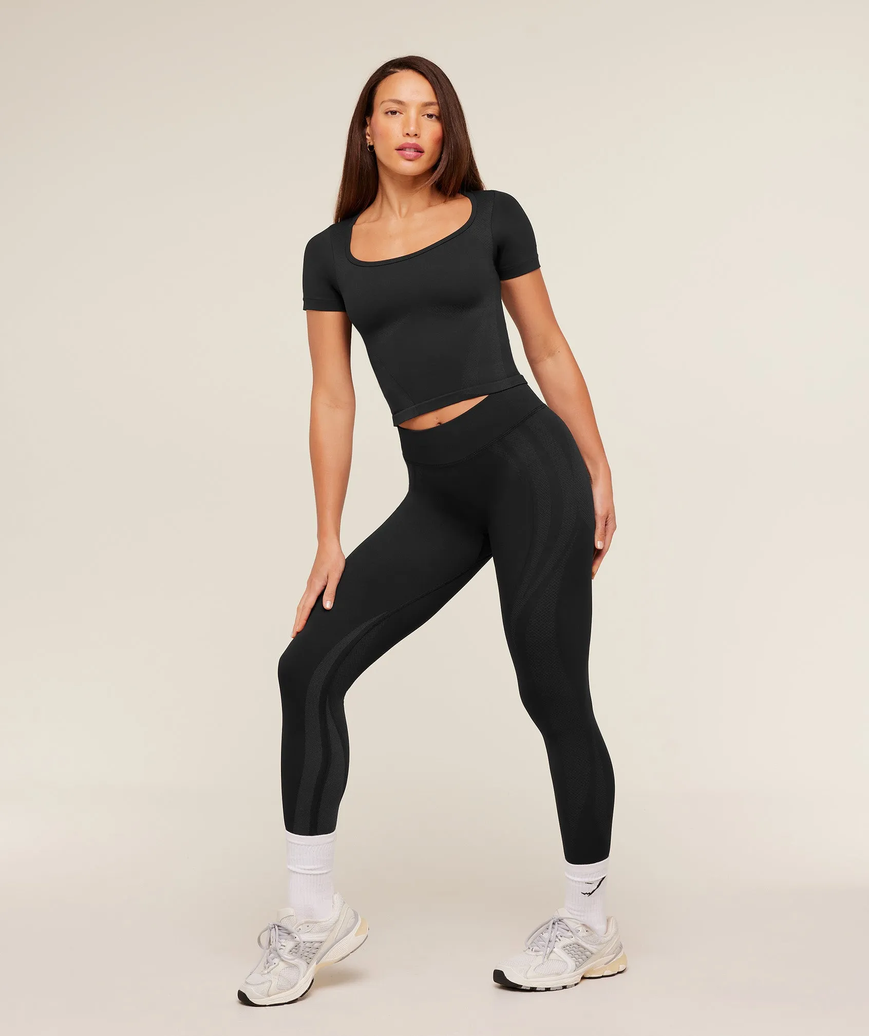 Gymshark Weekend Seamless Short Sleeve Top - GS Black/GS Asphalt Grey sold by Gymshark product image thumbnail 3