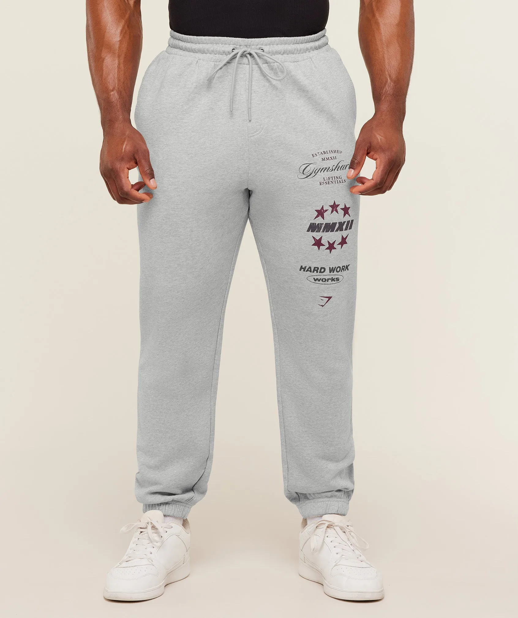 Gymshark Global Lifting Graphic Pants - Light Grey Core Marl sold by Gymshark