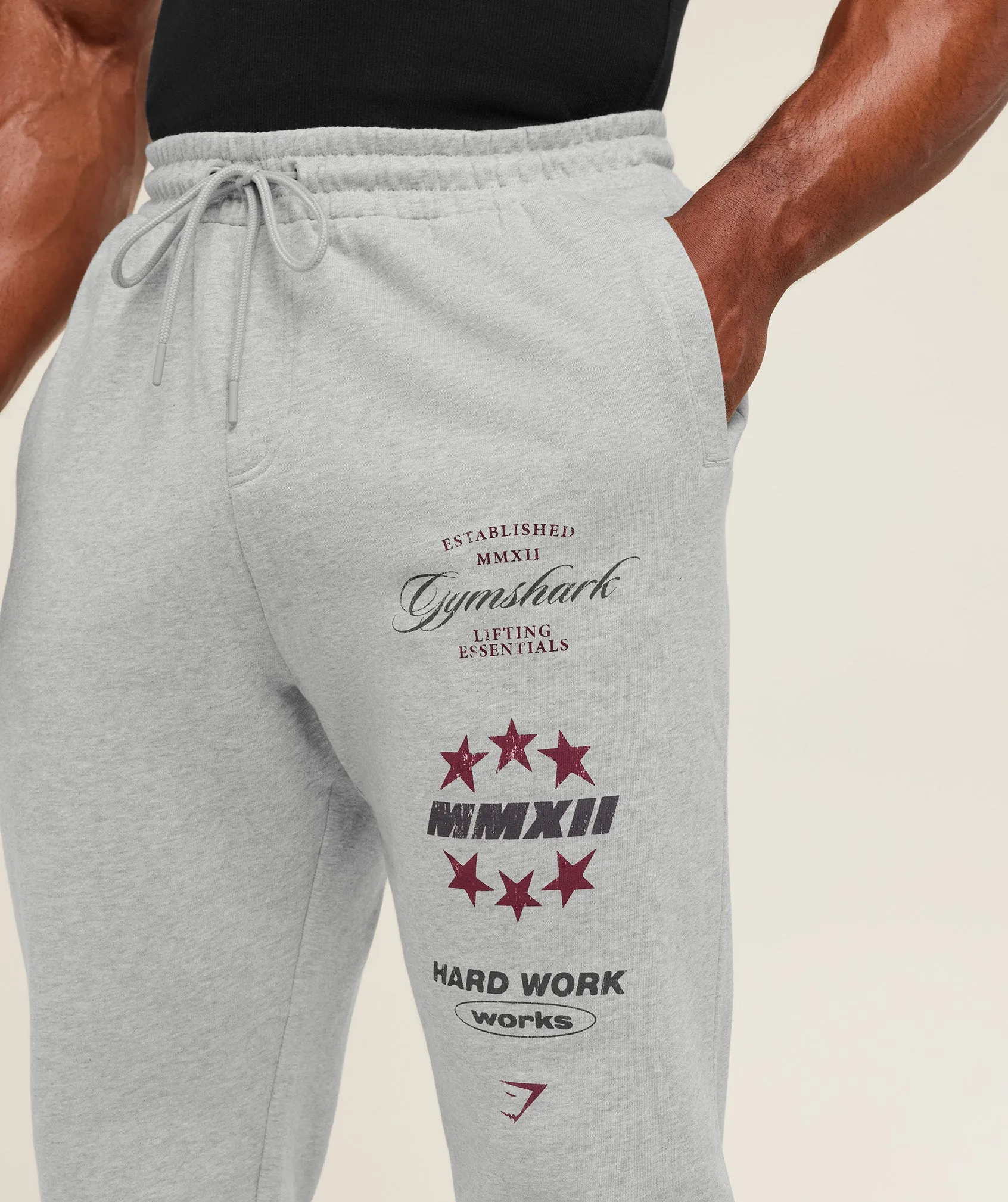 Gymshark Global Lifting Graphic Pants - Light Grey Core Marl sold by Gymshark product image thumbnail 4