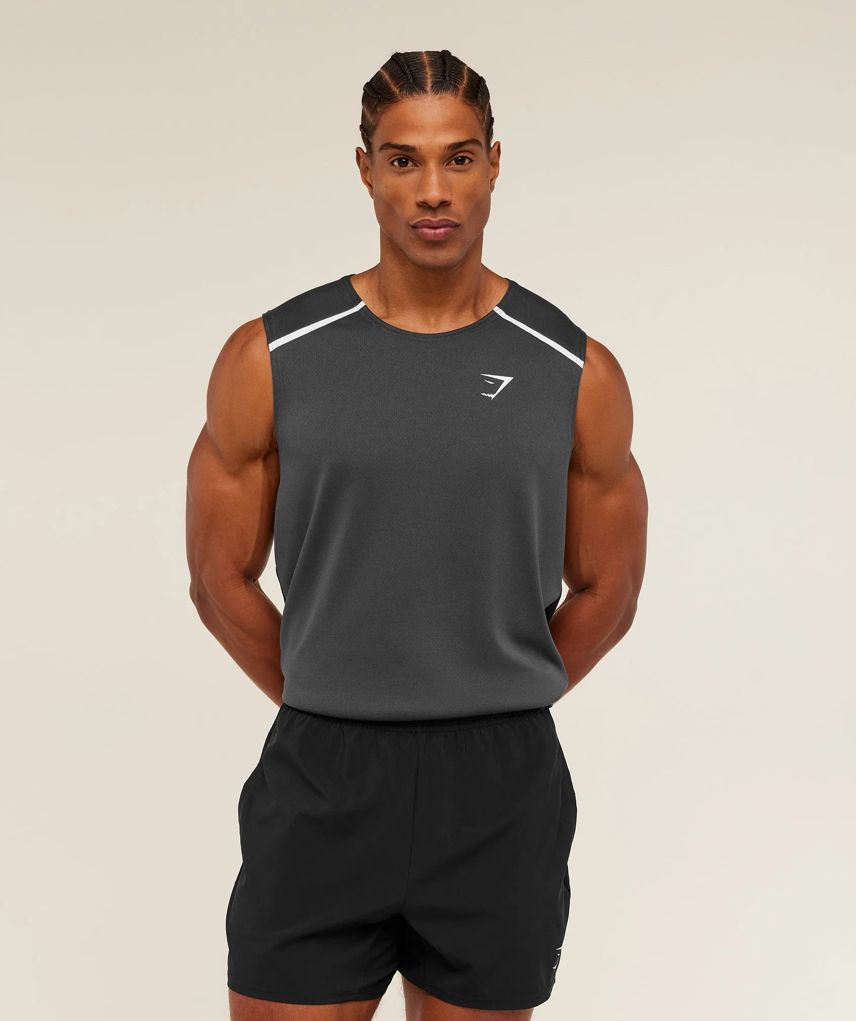 Gymshark Arrival Contrast Tank - GS Onyx Grey/GS Black sold by Gymshark