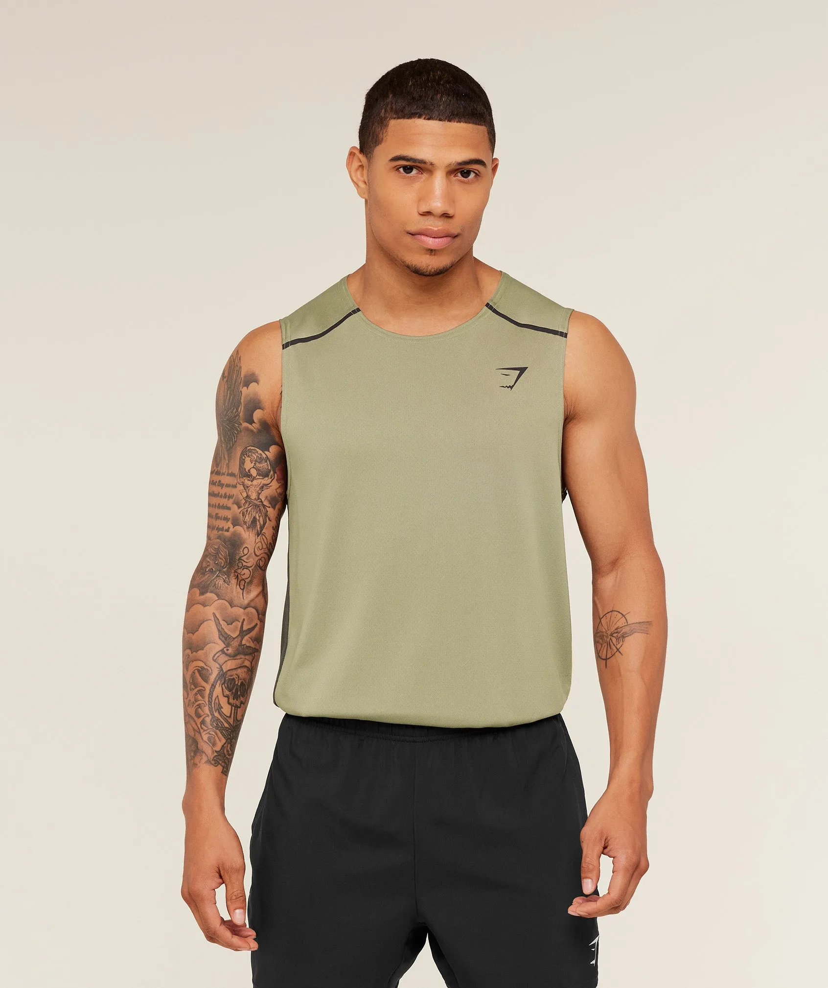 Gymshark Arrival Contrast Tank - Grounded Green / Strength Green sold by Gymshark