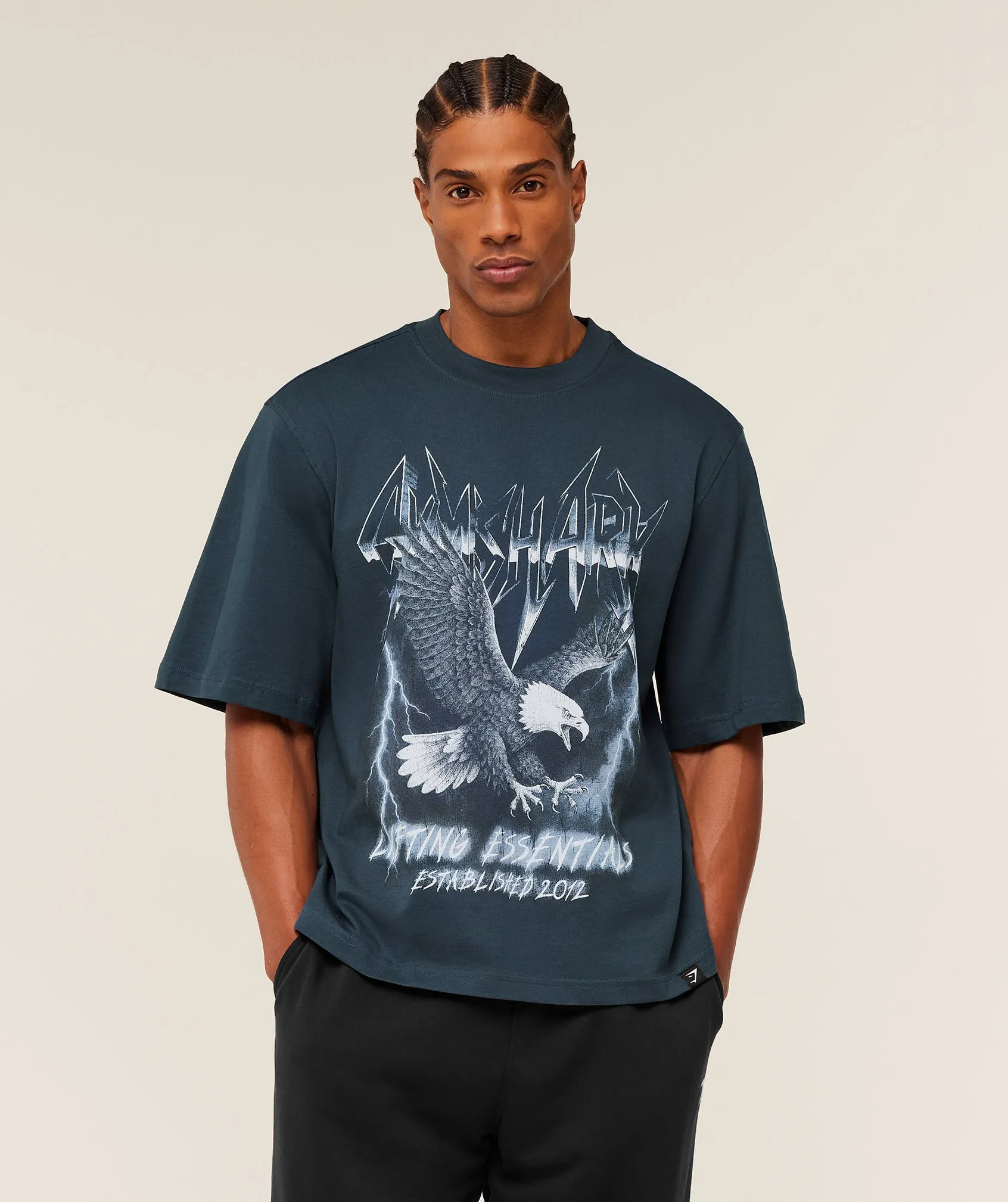 Gymshark Eagle Band Style Graphic T-Shirt - GS Stealth Blue sold by Gymshark