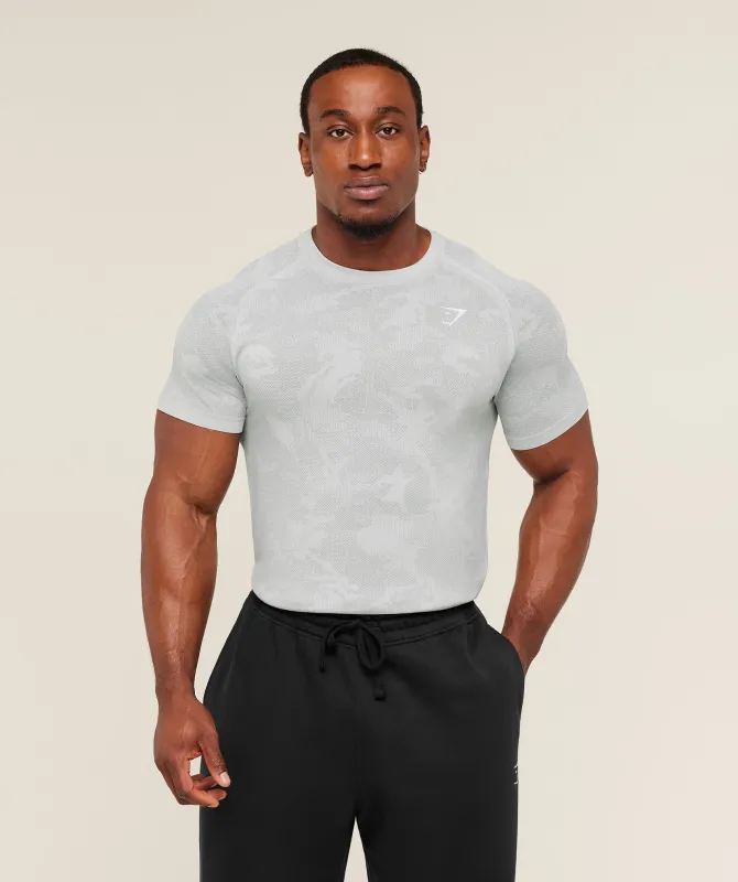 Gymshark Geo Seamless T-Shirt - Light Grey/Smokey Grey sold by Gymshark
