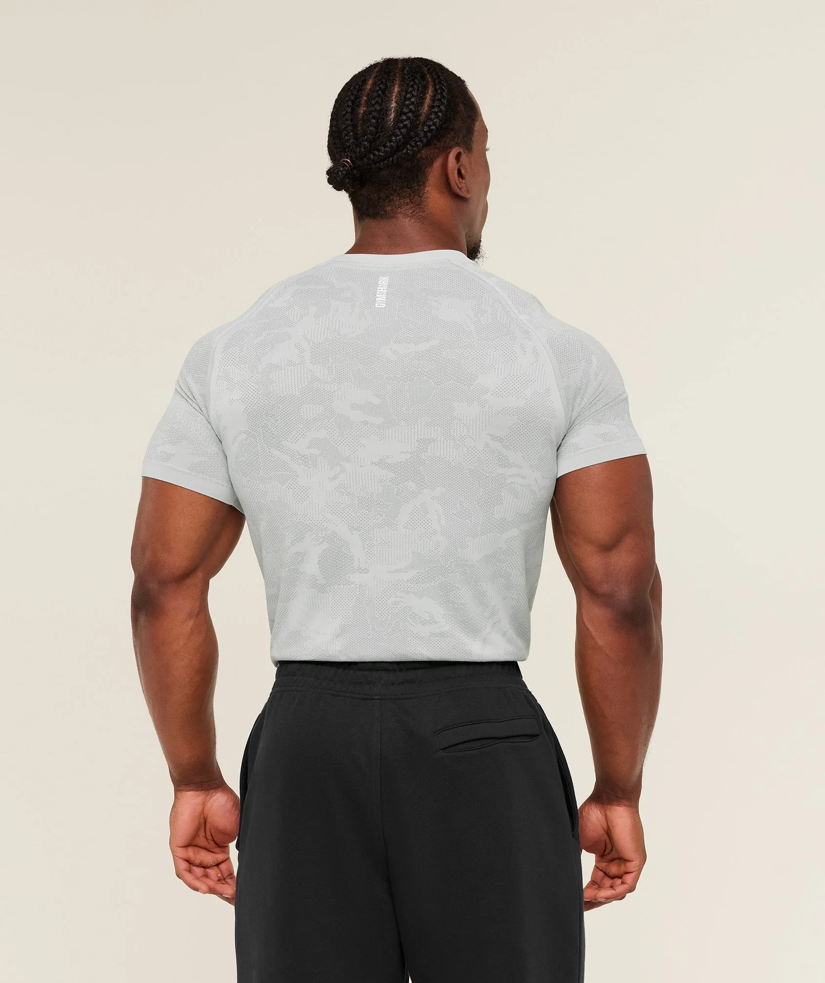 Gymshark Geo Seamless T-Shirt - Light Grey/Smokey Grey sold by Gymshark product image thumbnail 2