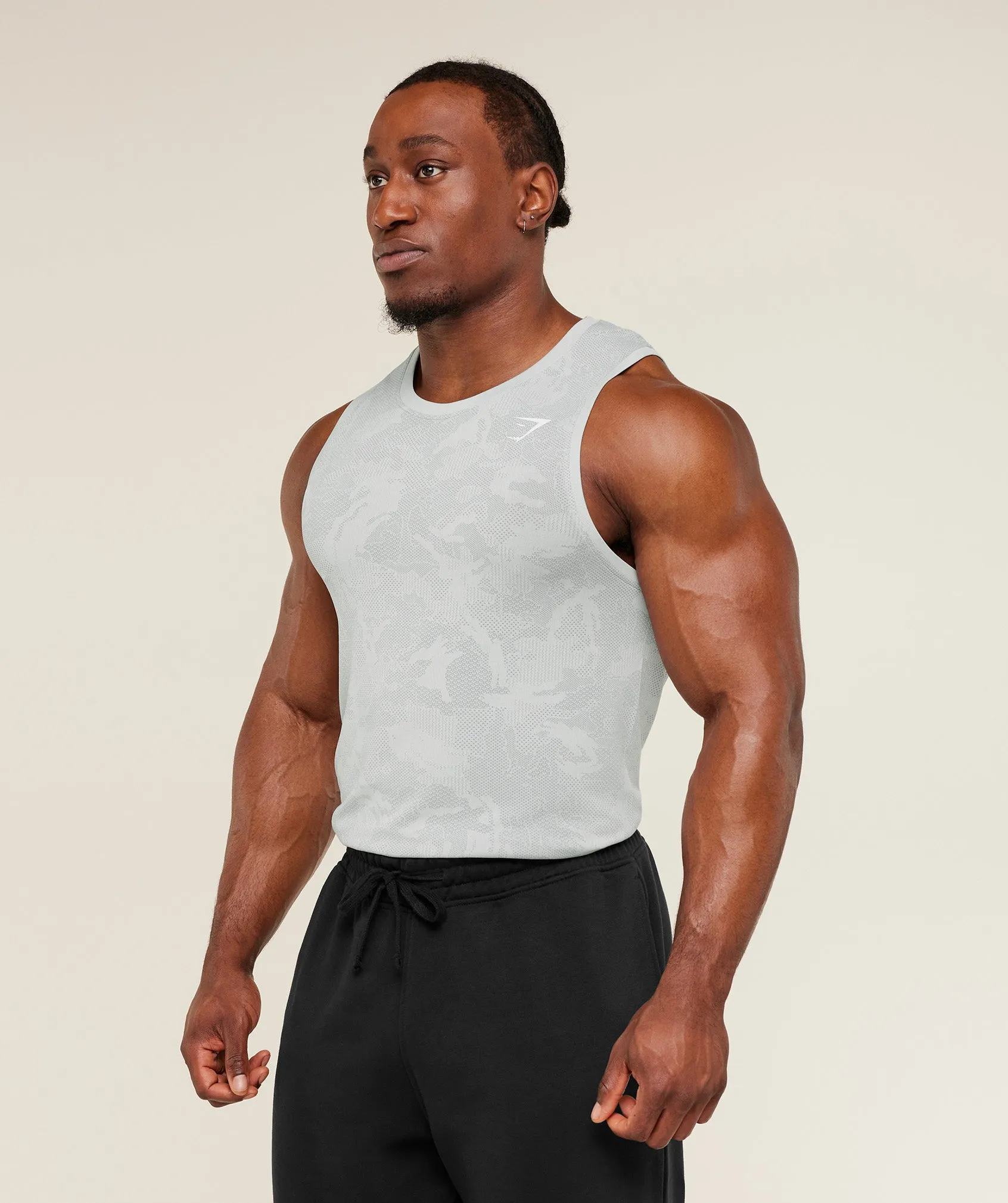 Gymshark Geo Seamless Tank - Light Grey/Smokey Grey sold by Gymshark product image thumbnail 3