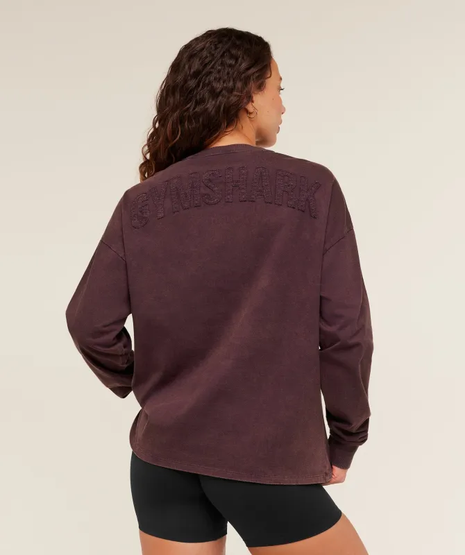 Gymshark Power Washed Long Sleeve Top - Cherry Purple/Acid Wash made by Gymshark