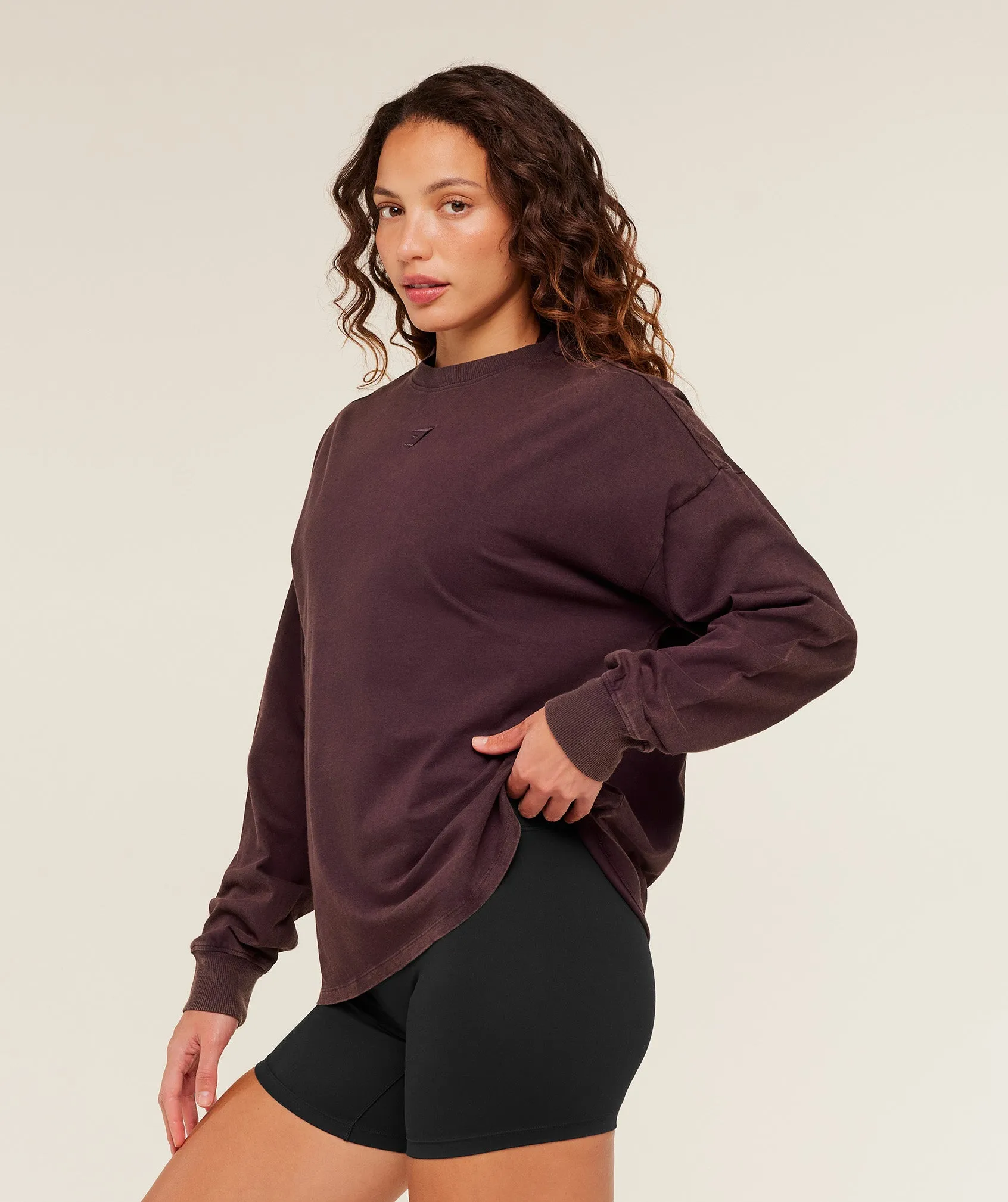 Gymshark Power Washed Long Sleeve Top - Cherry Purple/Acid Wash sold by Gymshark product image thumbnail 3
