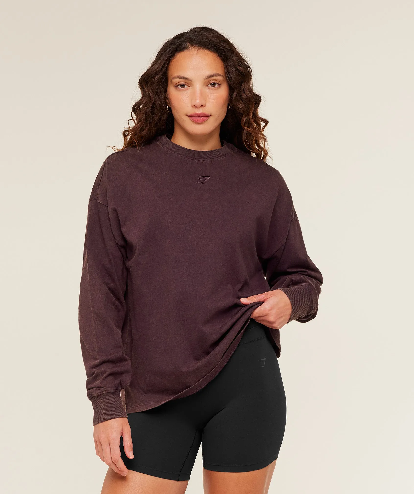 Gymshark Power Washed Long Sleeve Top - Cherry Purple/Acid Wash sold by Gymshark product image thumbnail 2