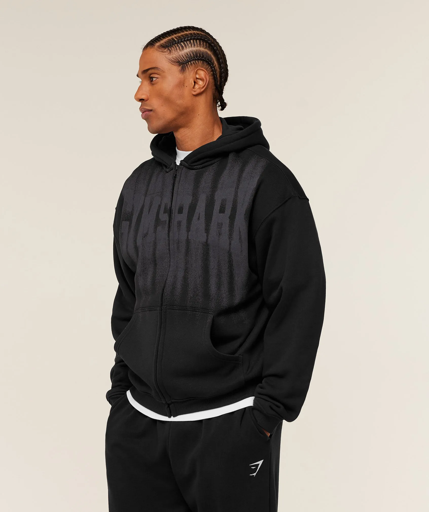 Gymshark Fade Graphic Zip Through Hoodie - GS Black sold by Gymshark product image thumbnail 3