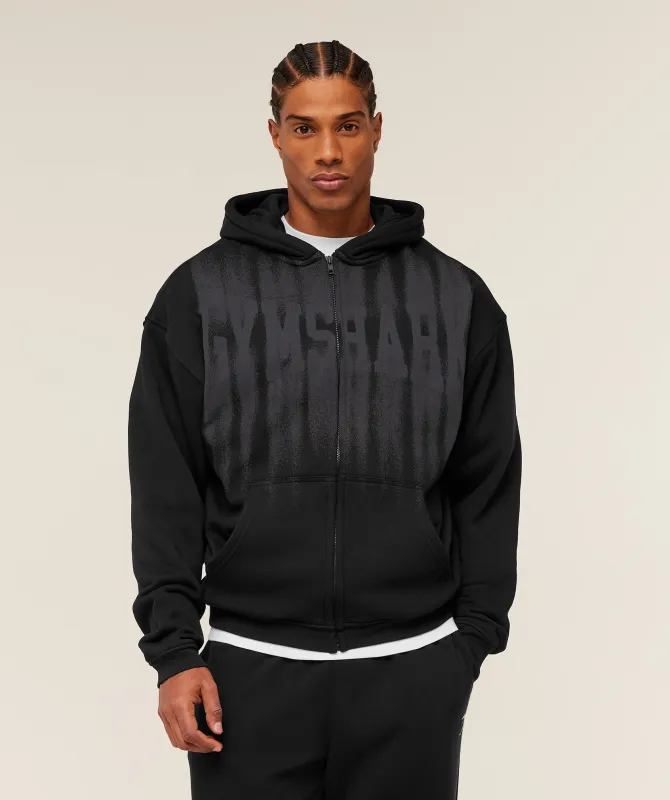 Gymshark Fade Graphic Zip Through Hoodie - GS Black sold by Gymshark