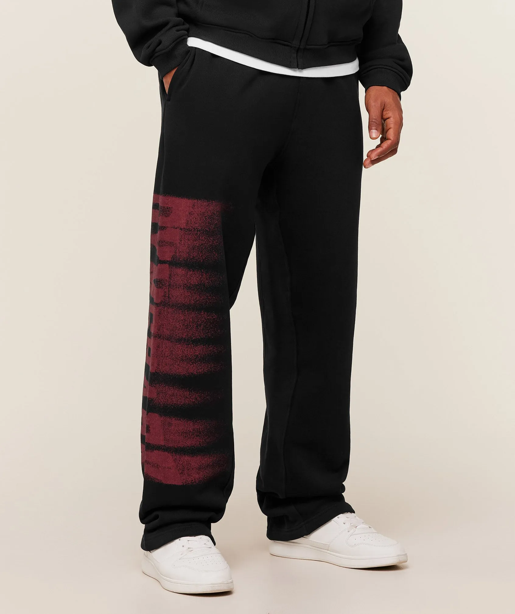 Gymshark Fade Graphic Straight Leg Pants - Black/Sets Red sold by Gymshark