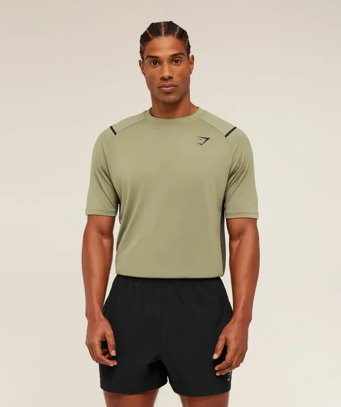 Gymshark Arrival Contrast T-Shirt -  Grounded Green /  Strength Green sold by Gymshark