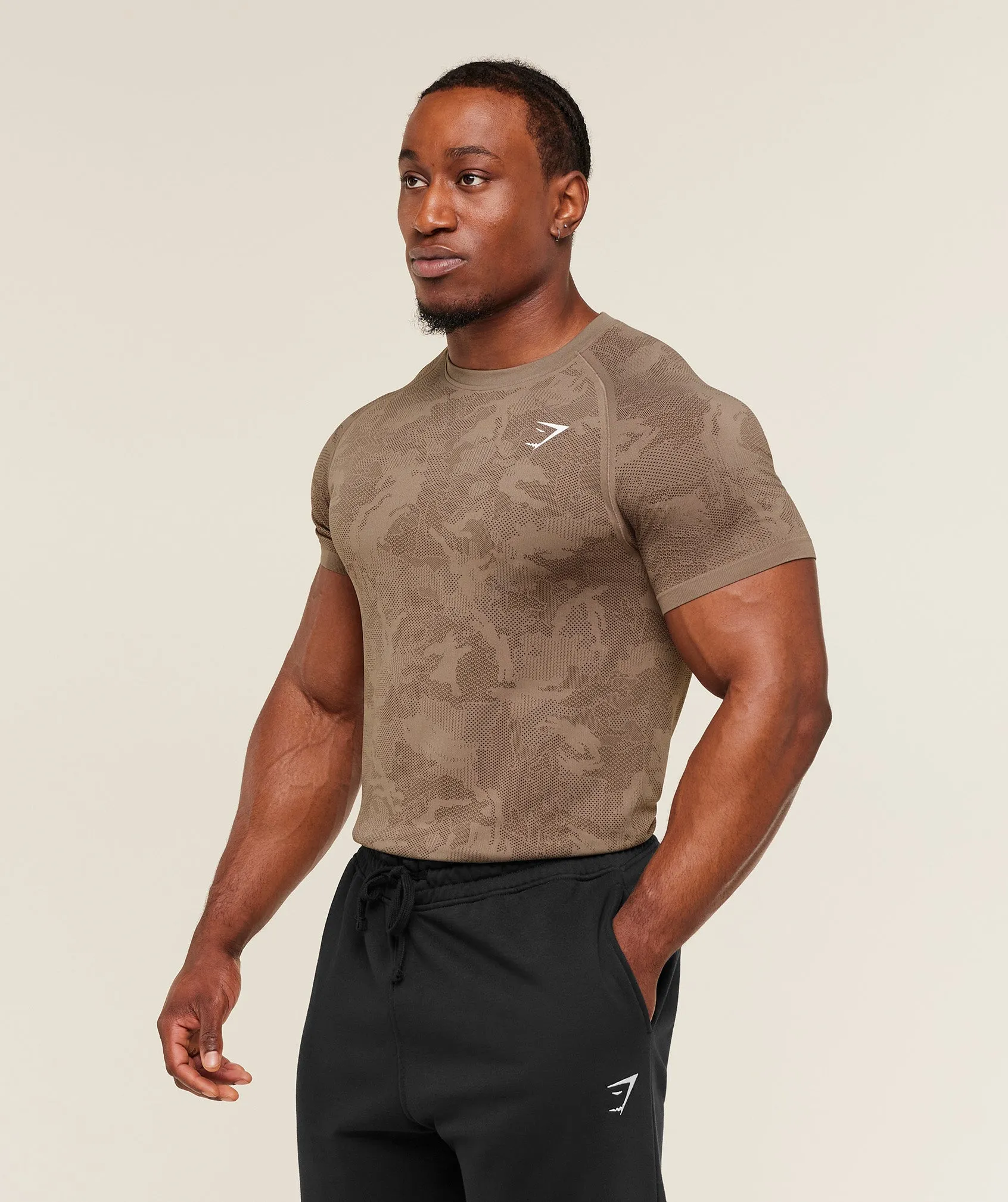 Gymshark Geo Seamless T-Shirt - Lifestyle Brown / Archive Brown sold by Gymshark product image thumbnail 3
