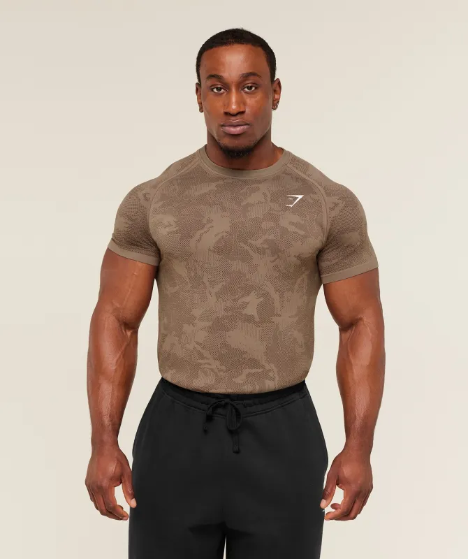 Gymshark Geo Seamless T-Shirt -  Lifestyle Brown /  Archive Brown sold by Gymshark