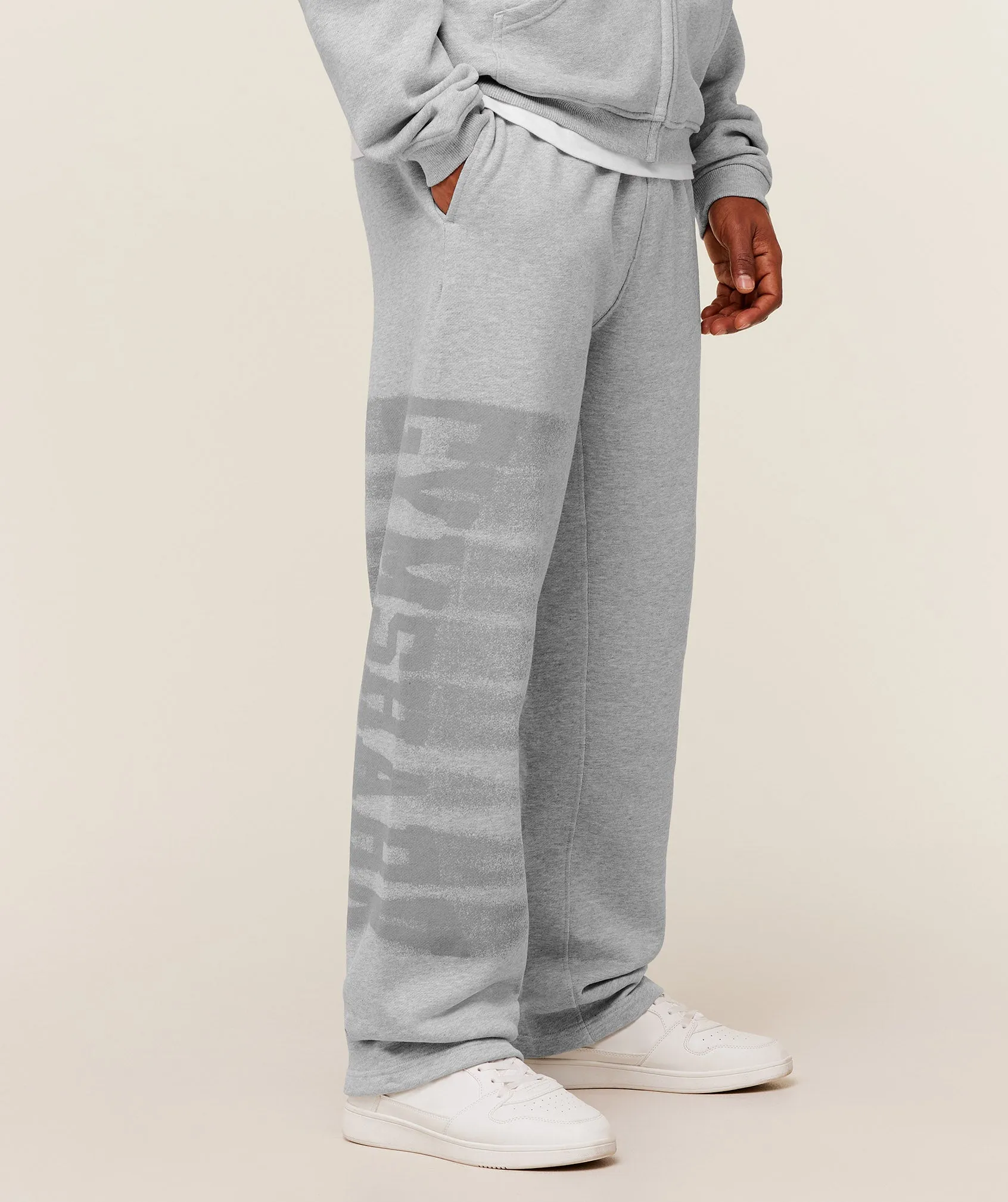 Gymshark Fade Graphic Straight Leg Pants - Light Grey Core Marl sold by Gymshark