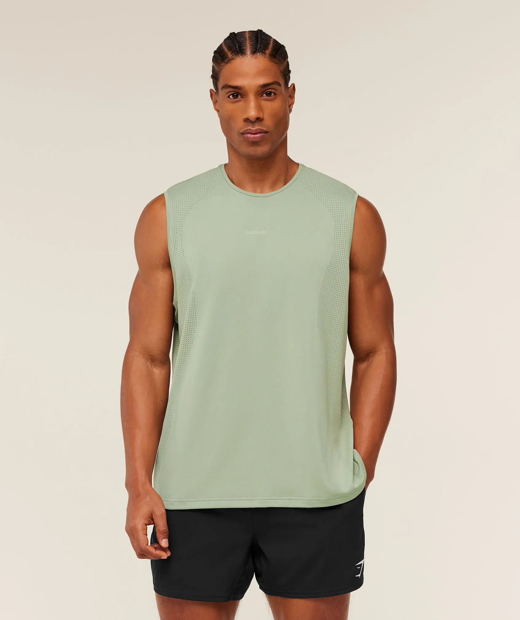Gymshark Distance Seamless Tank - Haze Green / Haze Green sold by Gymshark product image thumbnail 3