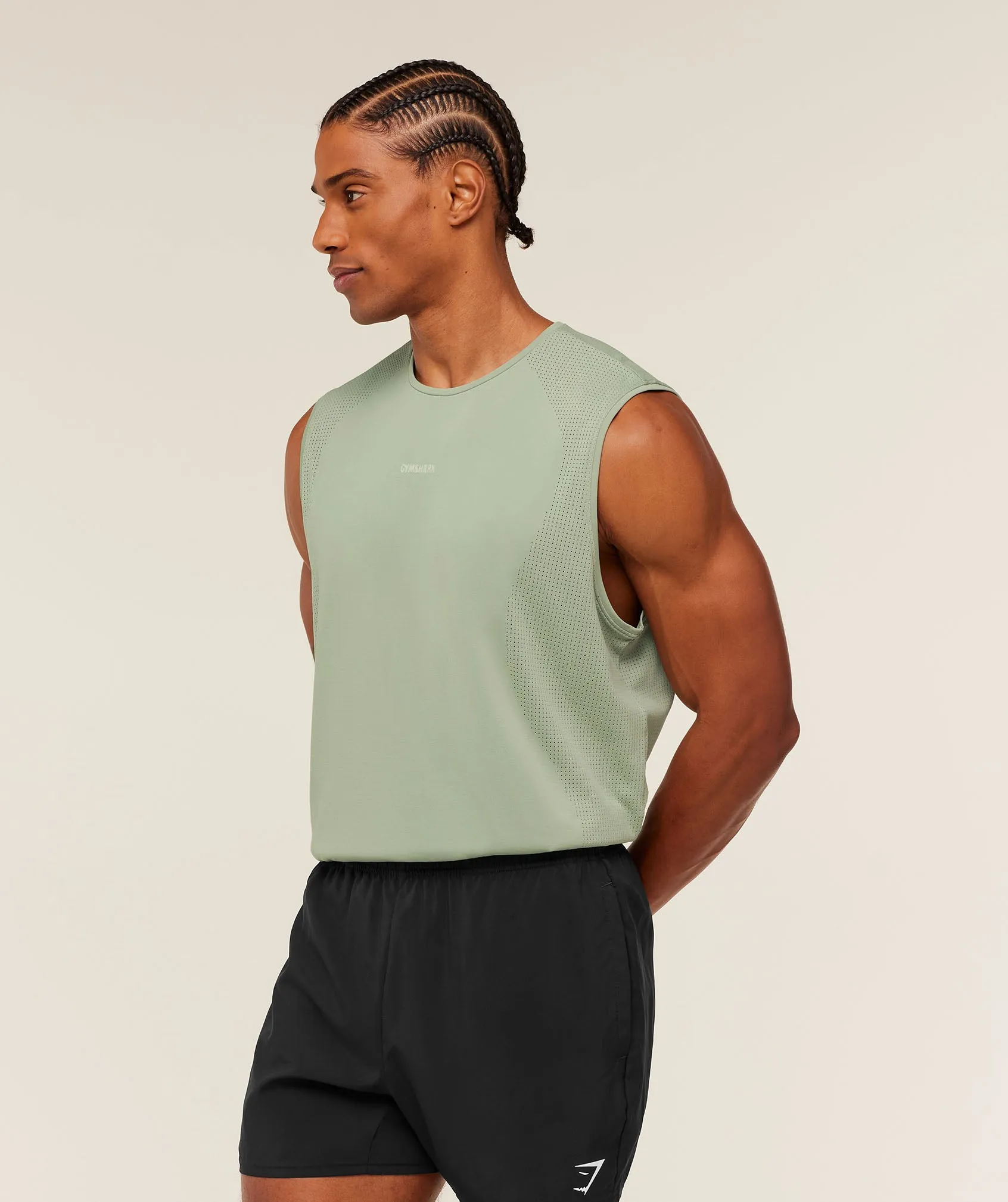 Gymshark Distance Seamless Tank - Haze Green / Haze Green sold by Gymshark product image thumbnail 4