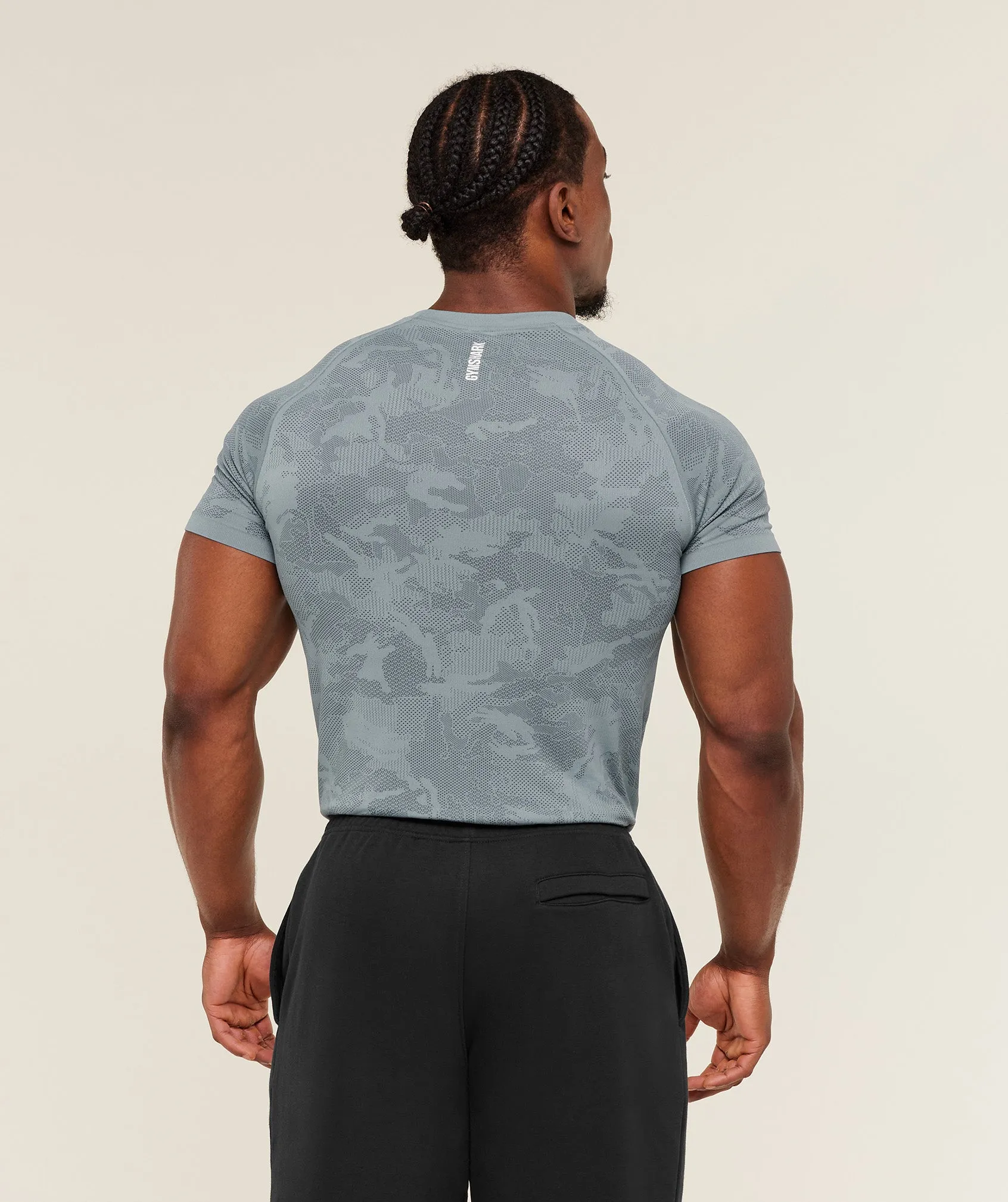 Gymshark Geo Seamless T-Shirt - Storm Blue / Stealth Blue sold by Gymshark product image thumbnail 2