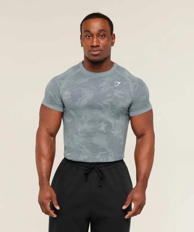 Gymshark Geo Seamless T-Shirt -  Storm Blue /  Stealth Blue made by Gymshark