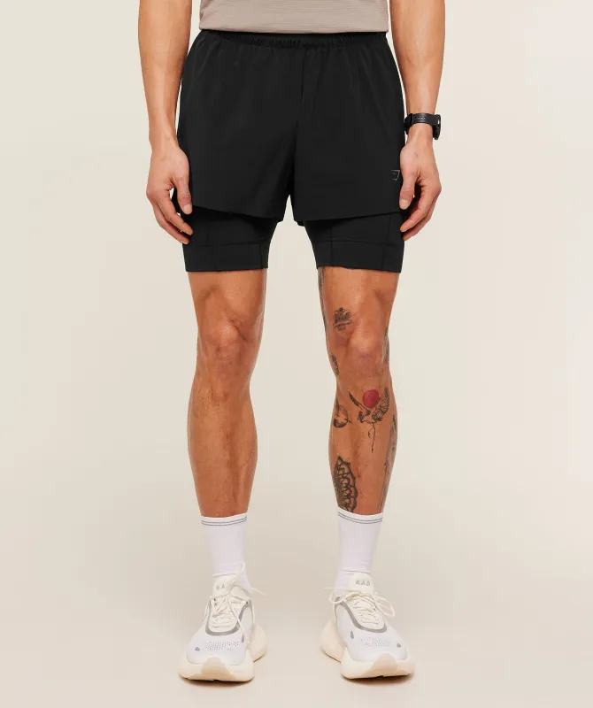Gymshark Running Elite 2 in 1 5" Shorts - Black made by Gymshark