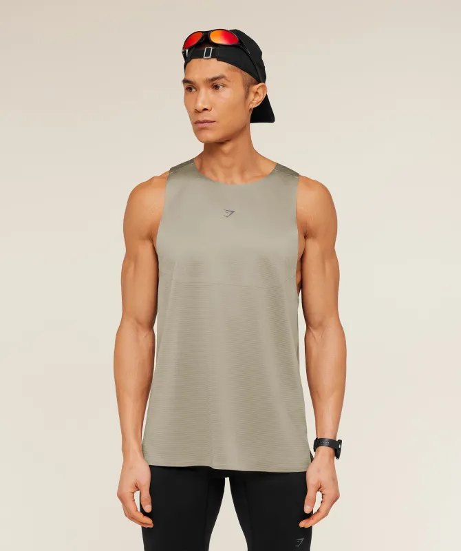 Gymshark Running Elite Tank - Linen Brown sold by Gymshark