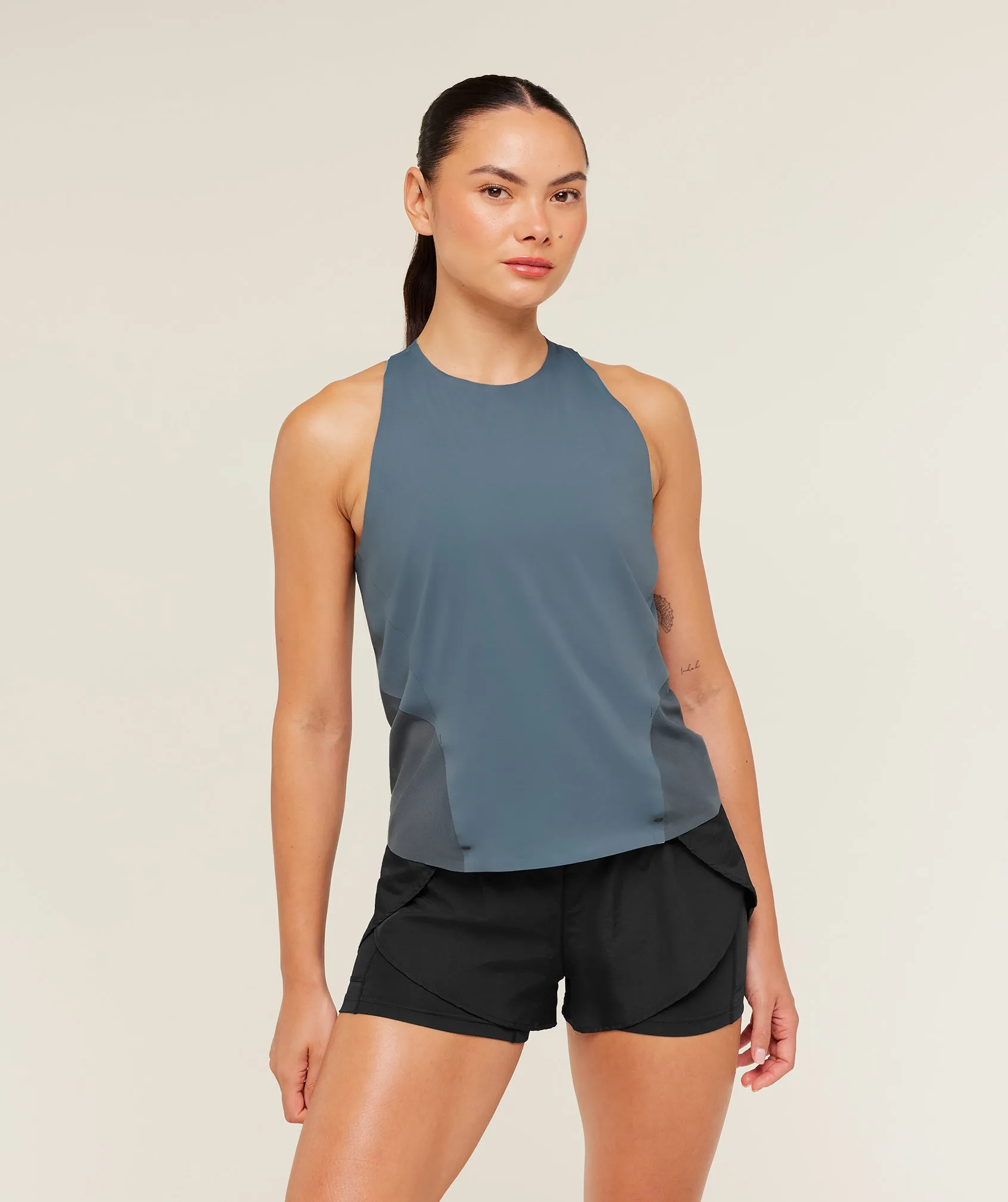 Gymshark Running Elite Loose Fit Tank - Titanium Blue sold by Gymshark