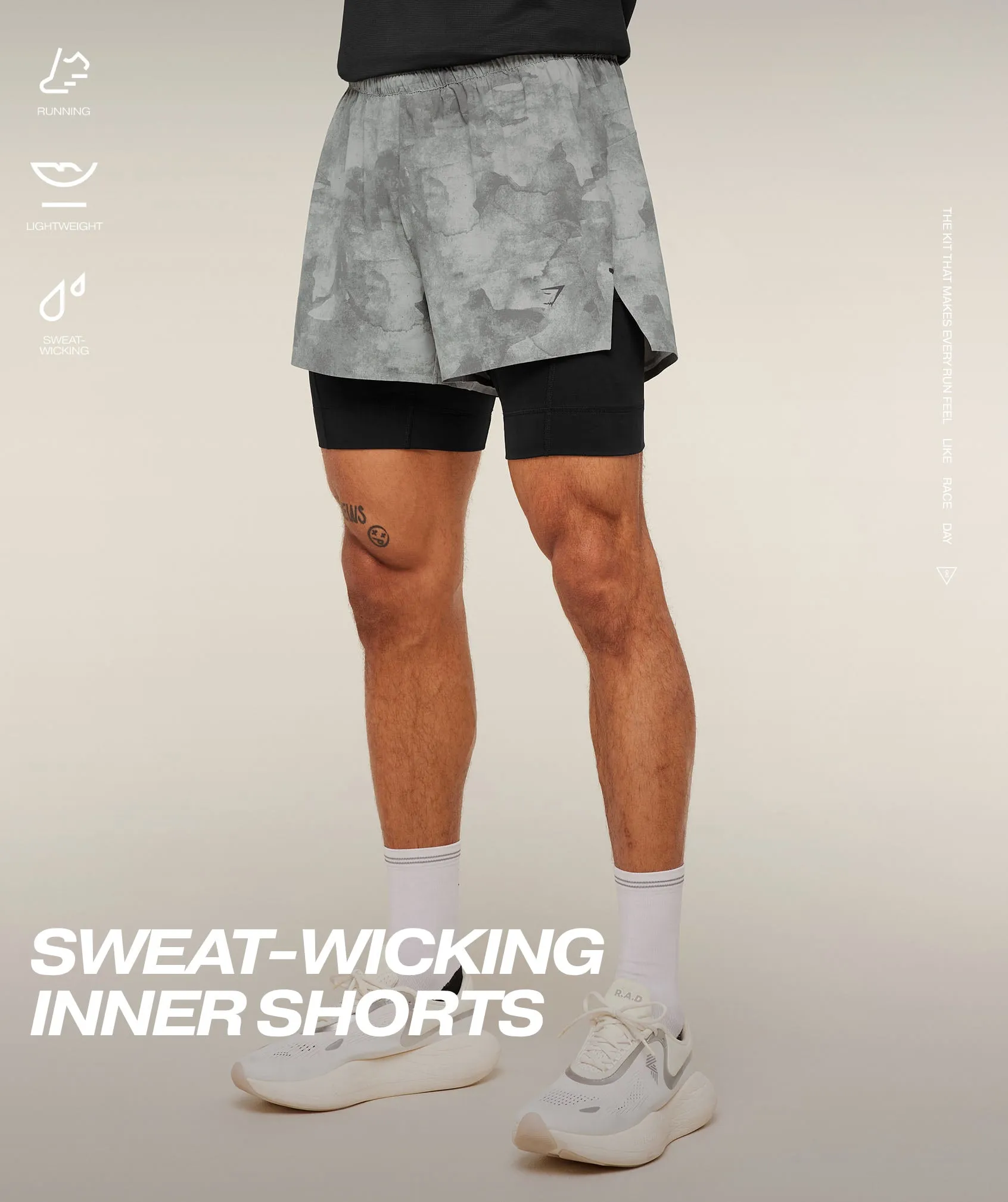 Gymshark Running Elite 2 in 1 5" Shorts - Smokey Grey/Black sold by Gymshark product image thumbnail 2